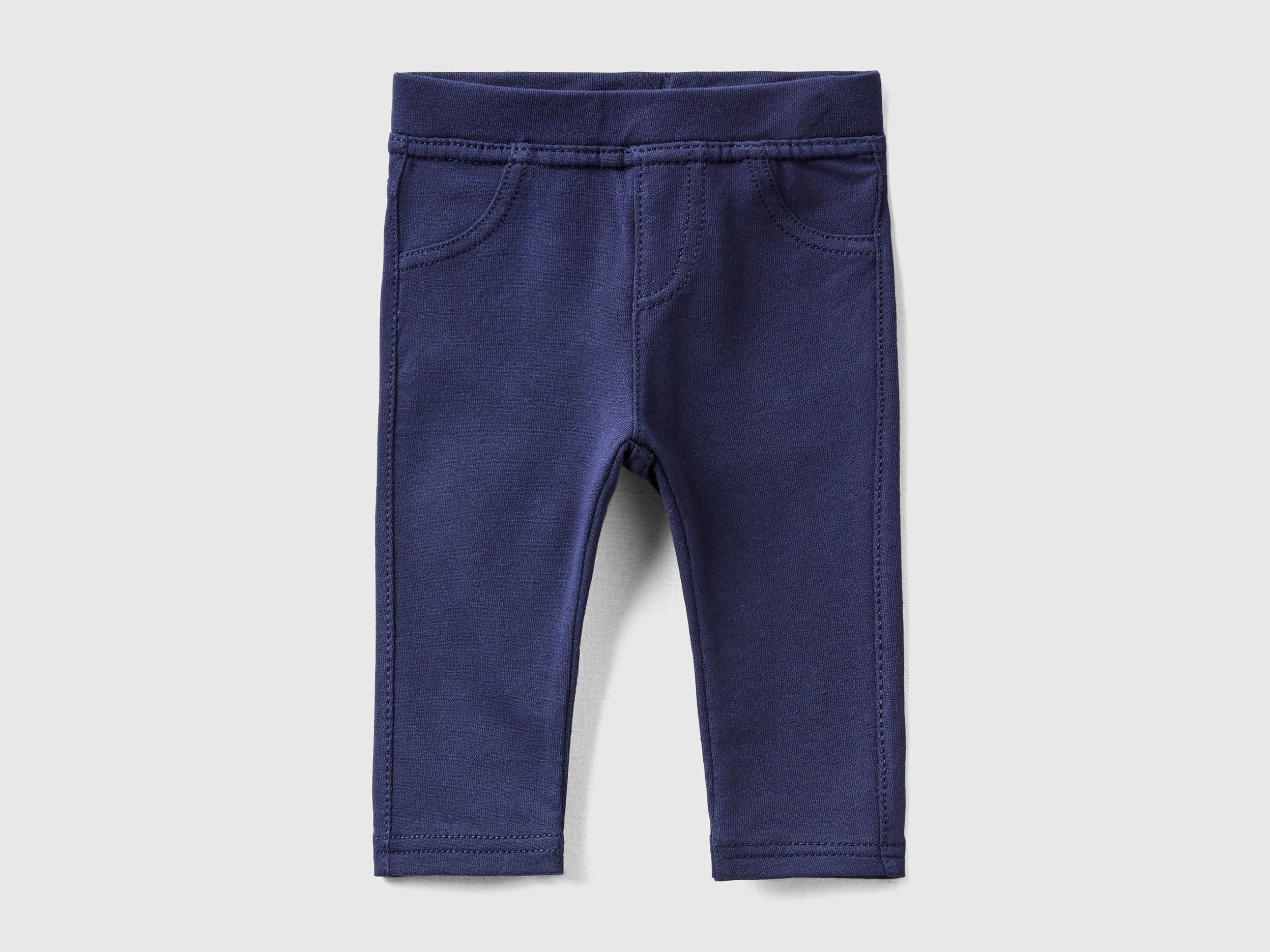 Benetton, Stretch Sweat Fabric Jeggings, size 6-9, Dark Blue, Kids