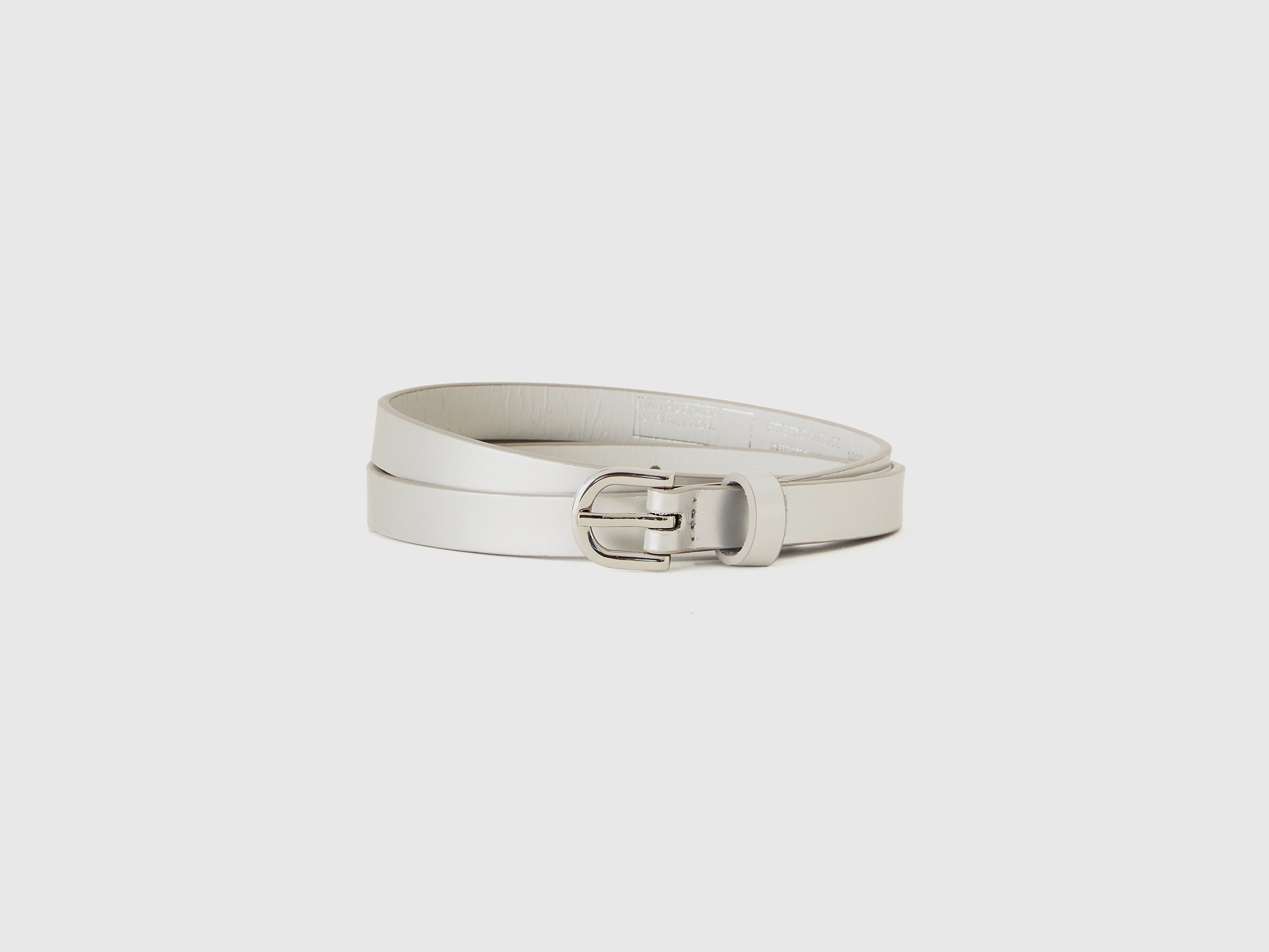 Benetton, Cintura Bassa Effetto Vernice, Argento, Donna