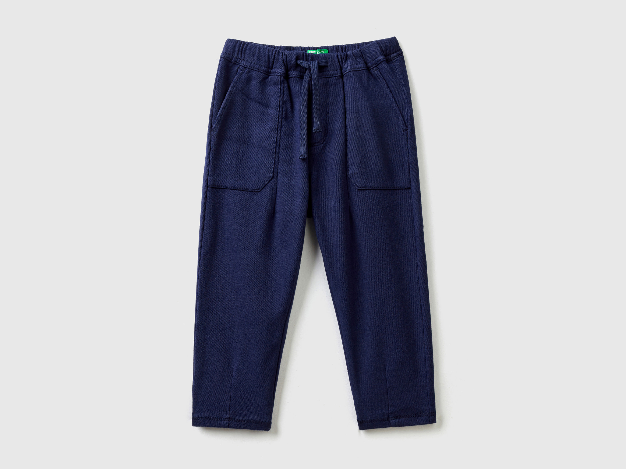 Benetton, Flowy Joggers With Maxi Pockets, size 2-3, Dark Blue, Kids