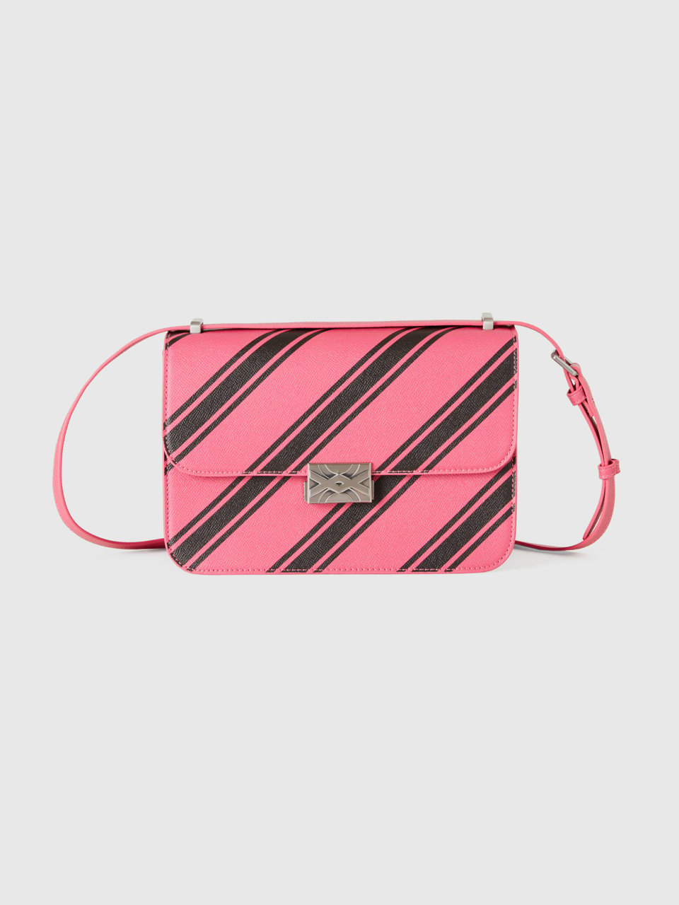 Benetton, Pink Bag With Regimental Stripes, Pink, Women