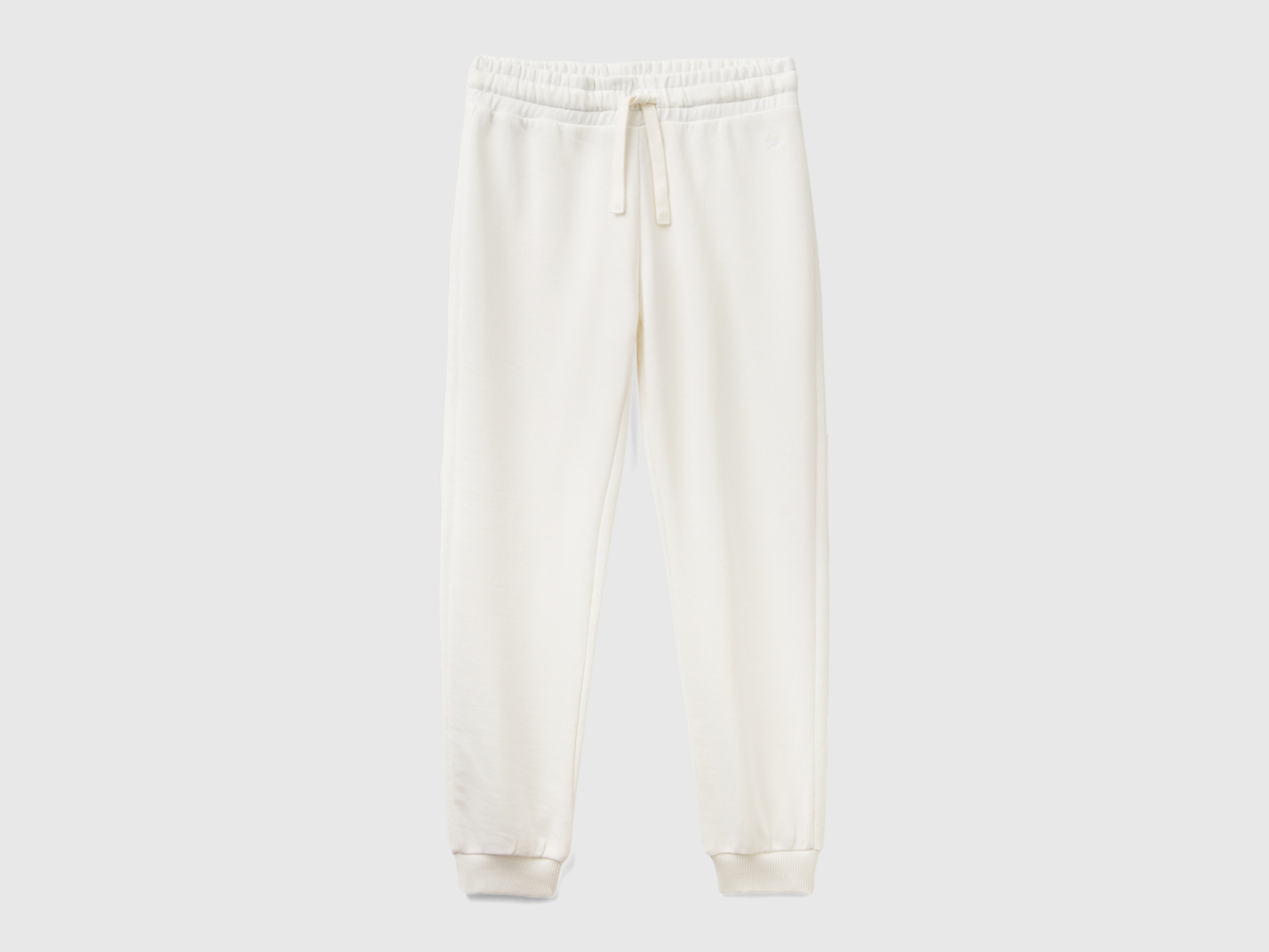 Benetton, Pantaloni In Felpa Con Logo, Bianco Panna, Bambini