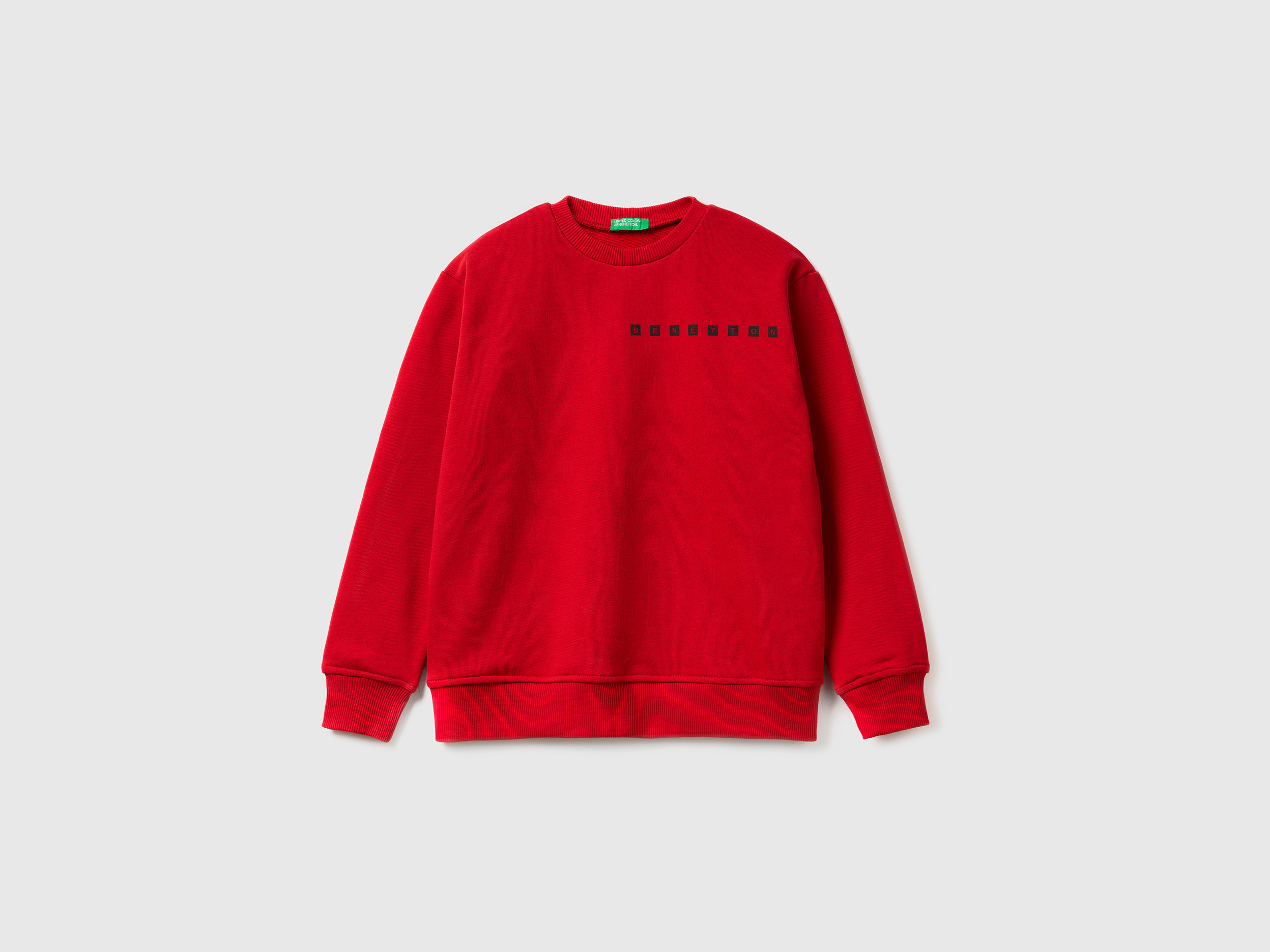 Benetton, Sweatshirt With Logo Print, size XL, Red, Kids