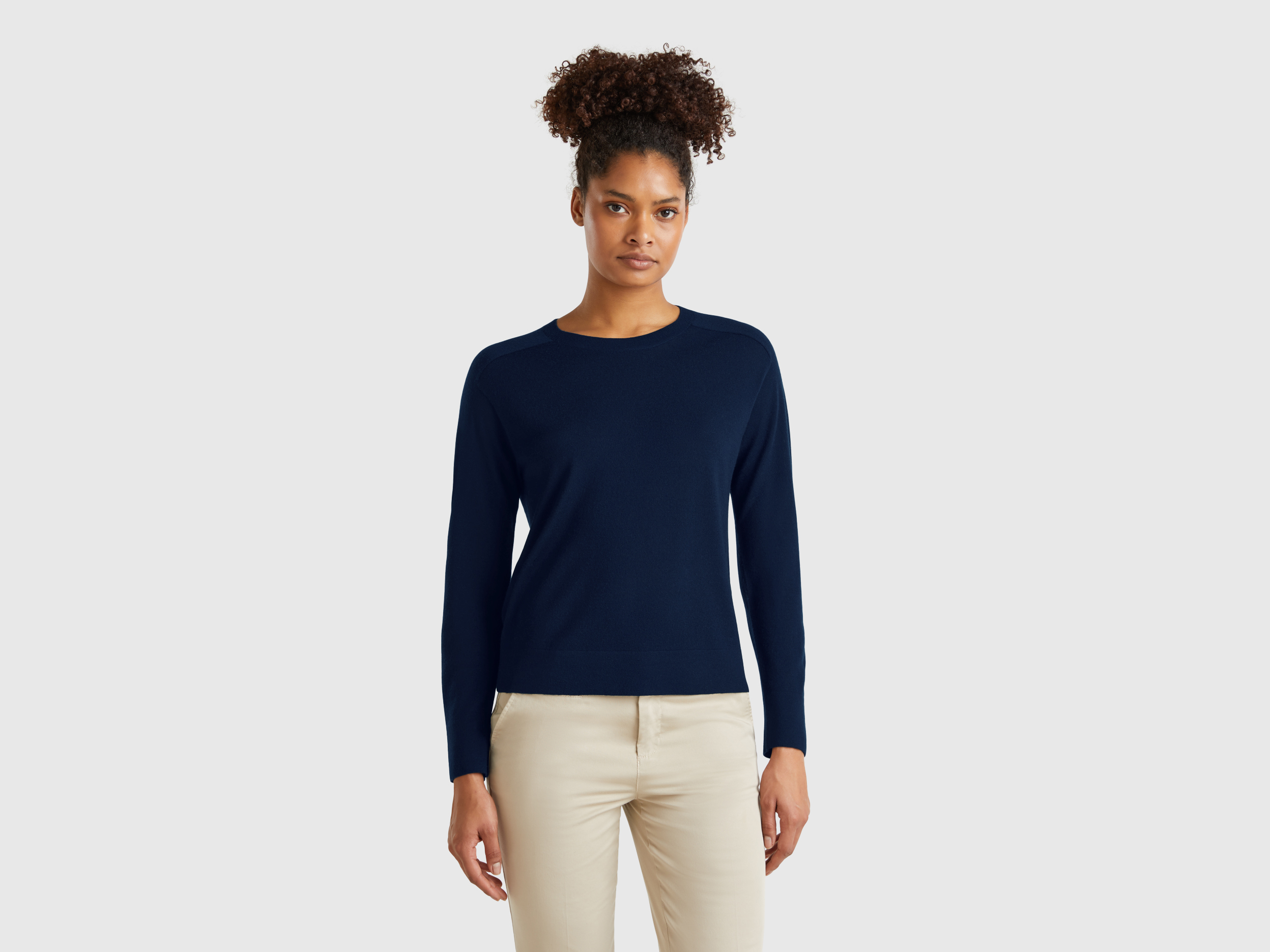 Benetton, Pull En Pure Laine Mérinos, taille L, Bleu Foncé - United Colors of Benetton - Modalova