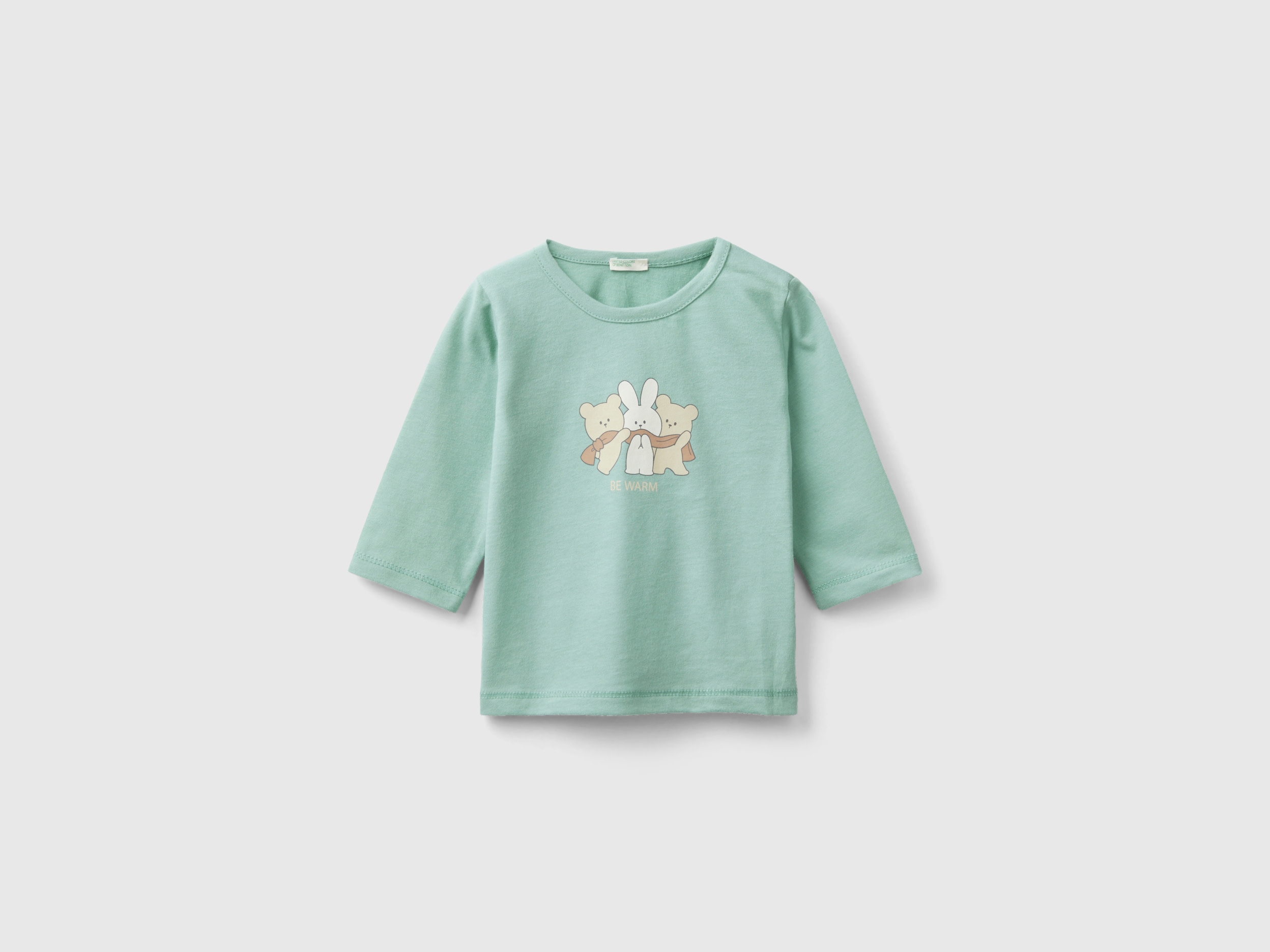 Benetton, T-shirt In Warm Organic Cotton, size 12-18, Aqua, Kids