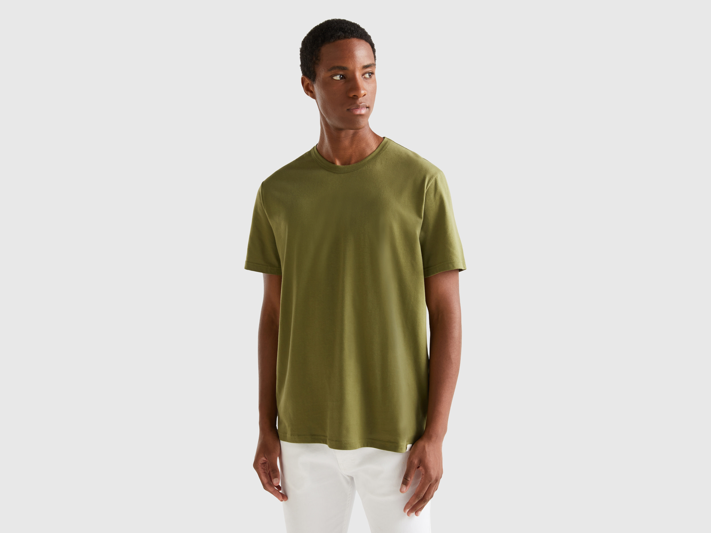 Benetton, T-shirt In Warm Cotton, size S, Military Green, Men