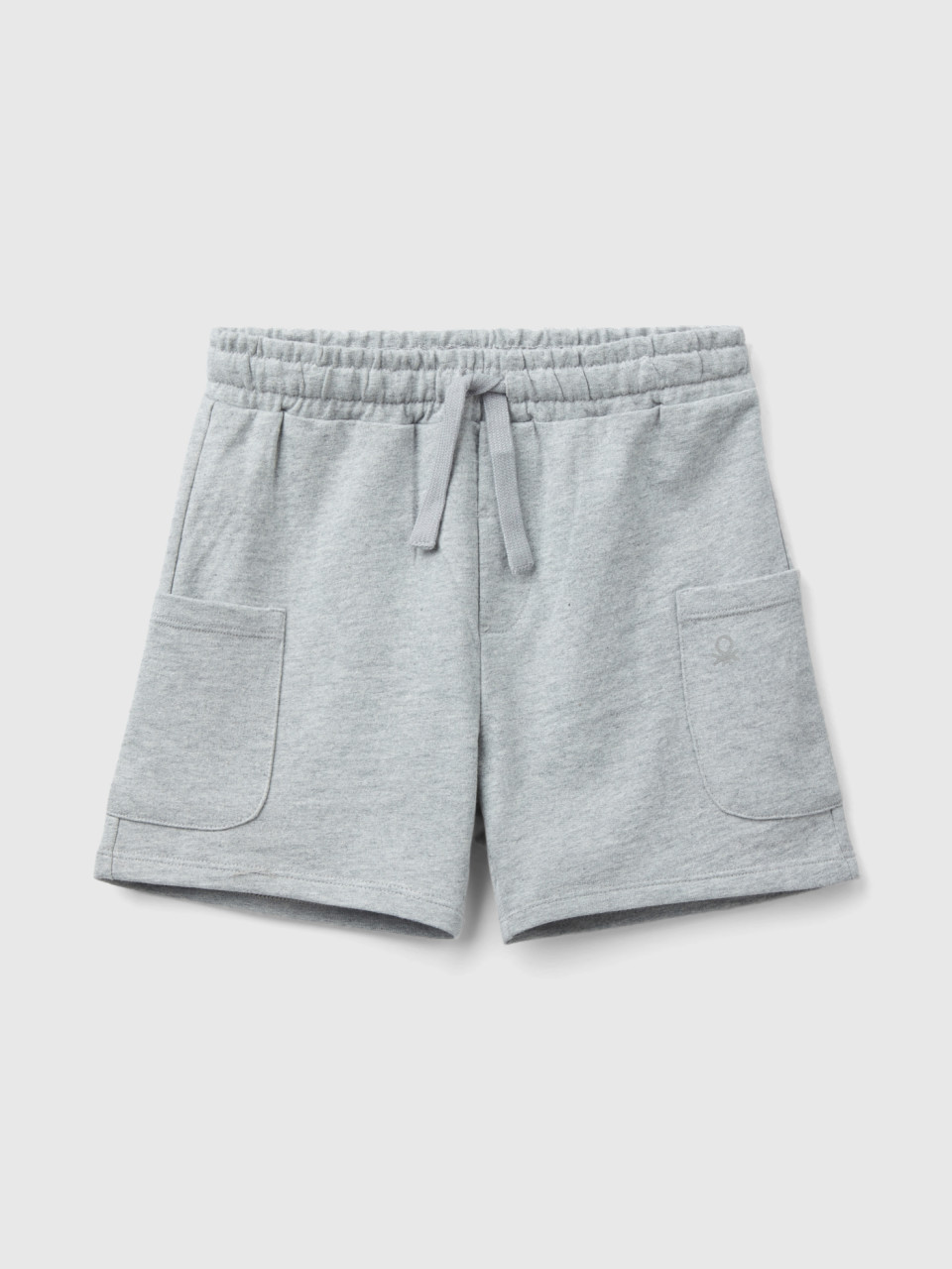 Benetton, Cargo Shorts In Organic Cotton, Light Gray, Kids