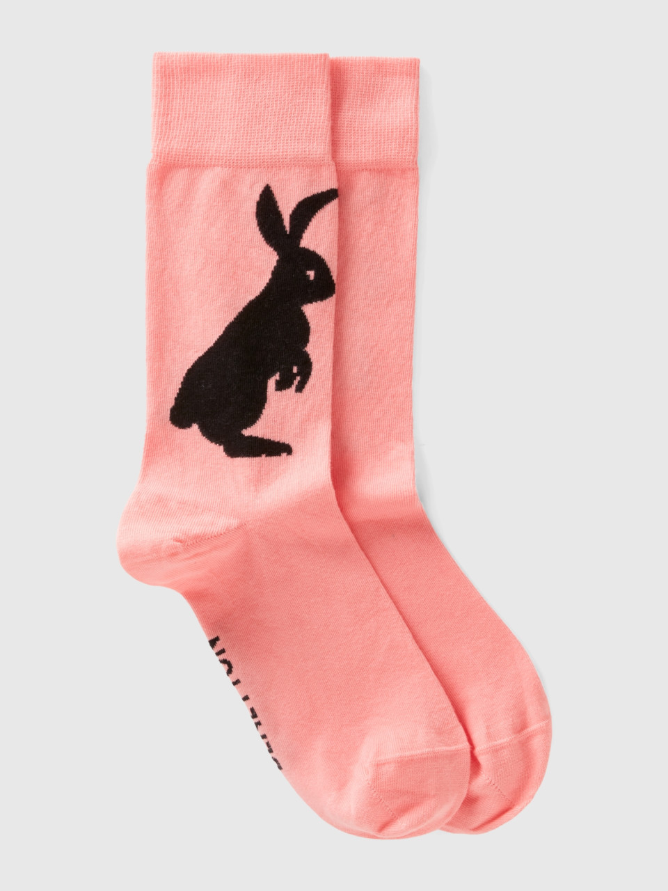 Benetton, Pink Socks With Bunny Design, Pink, Women