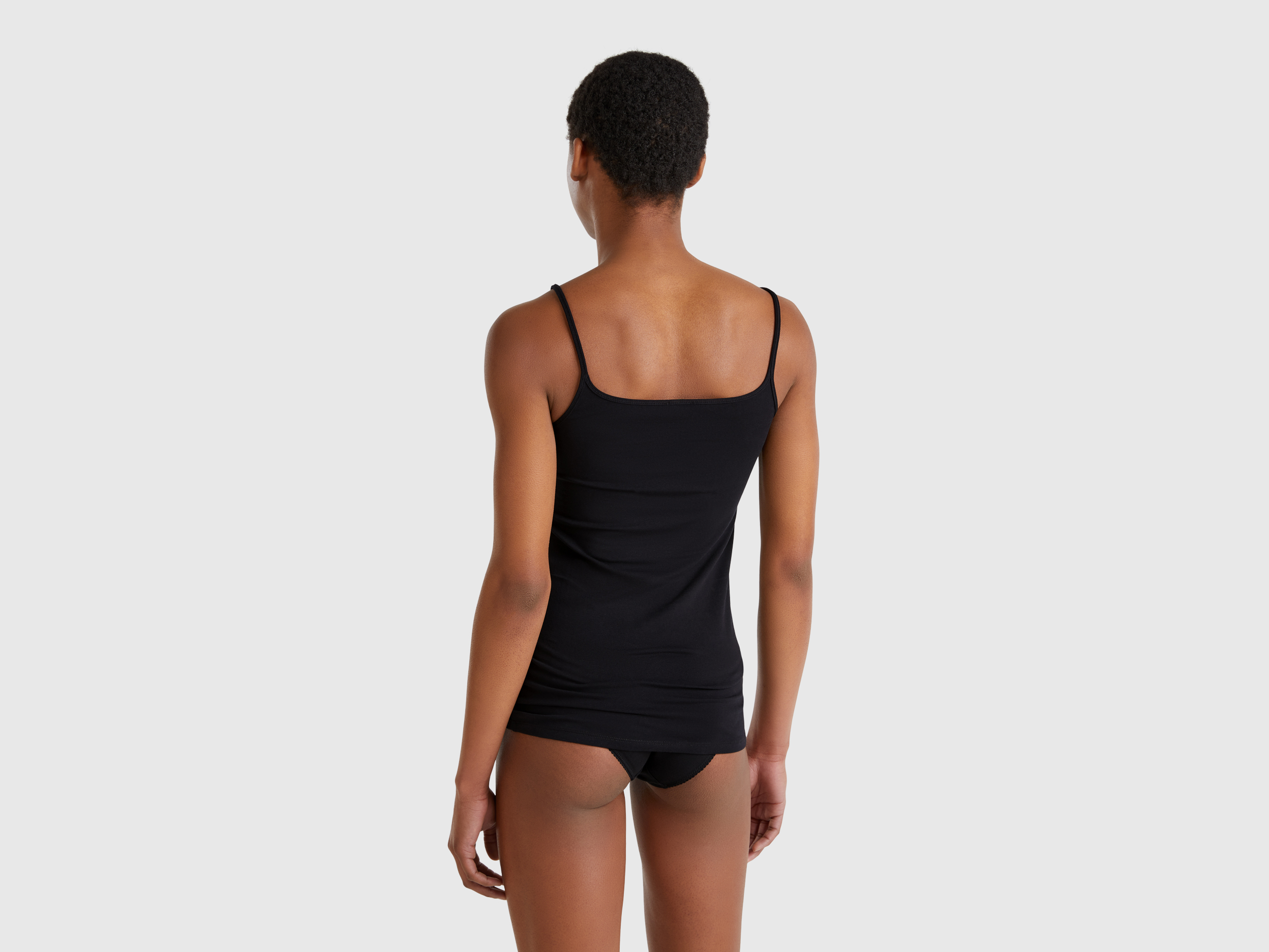 Benetton, Φανέλα Από Ελαστικό Βαμβακερό, size L, Μαυρο, Γυναικεία φωτογραφία