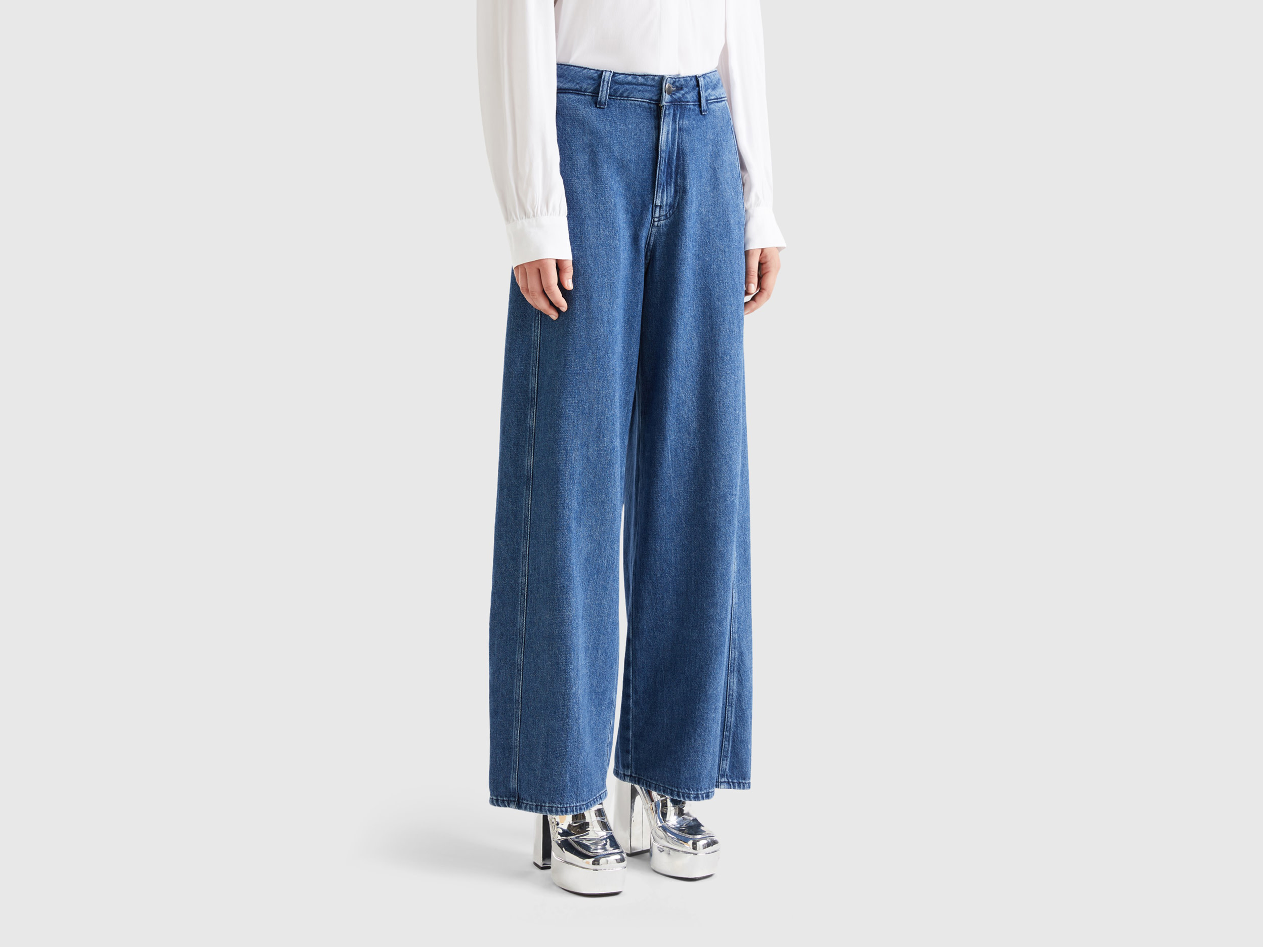 Benetton, Wide Fit Jeans, size 16, Blue, Women