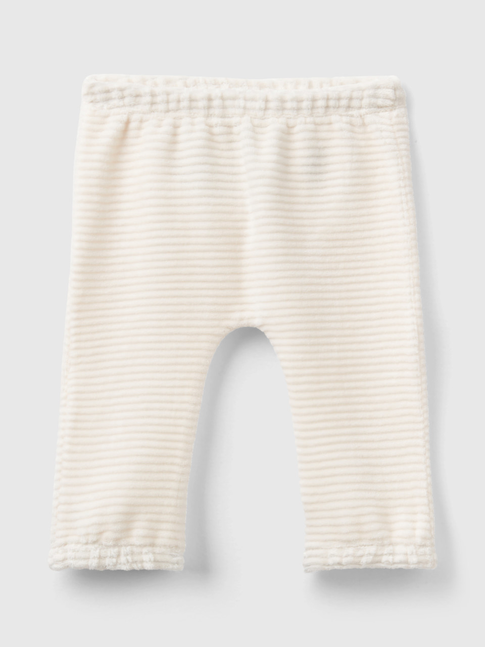 Benetton, Chenille Trousers With Embroidery, Creamy White, Kids