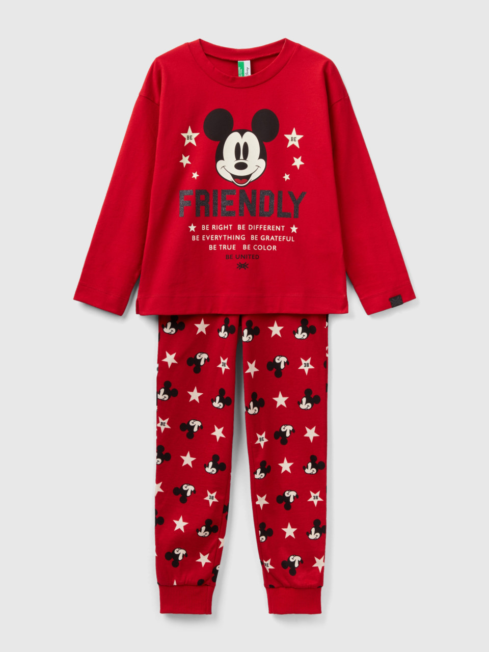 Benetton, Roter Mickey Mouse-pyjama, Rot, female