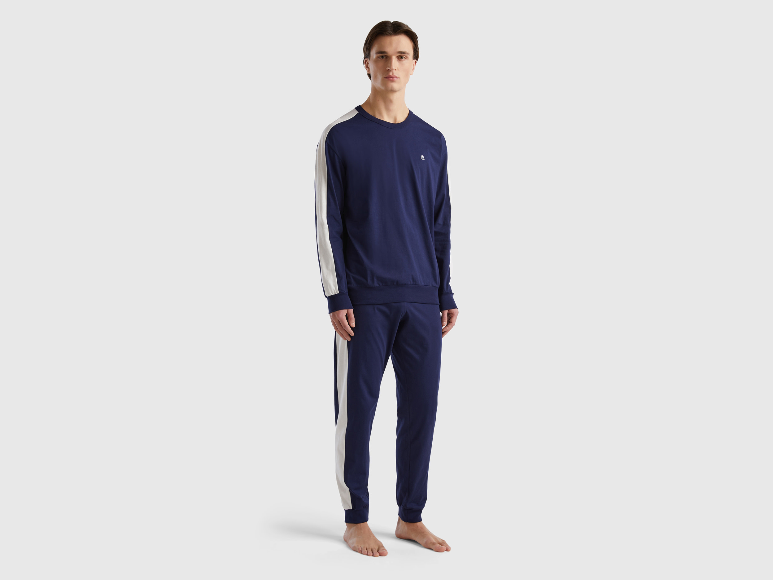 Benetton, Pyjamas With Side Stripes, size XL, Dark Blue, Men