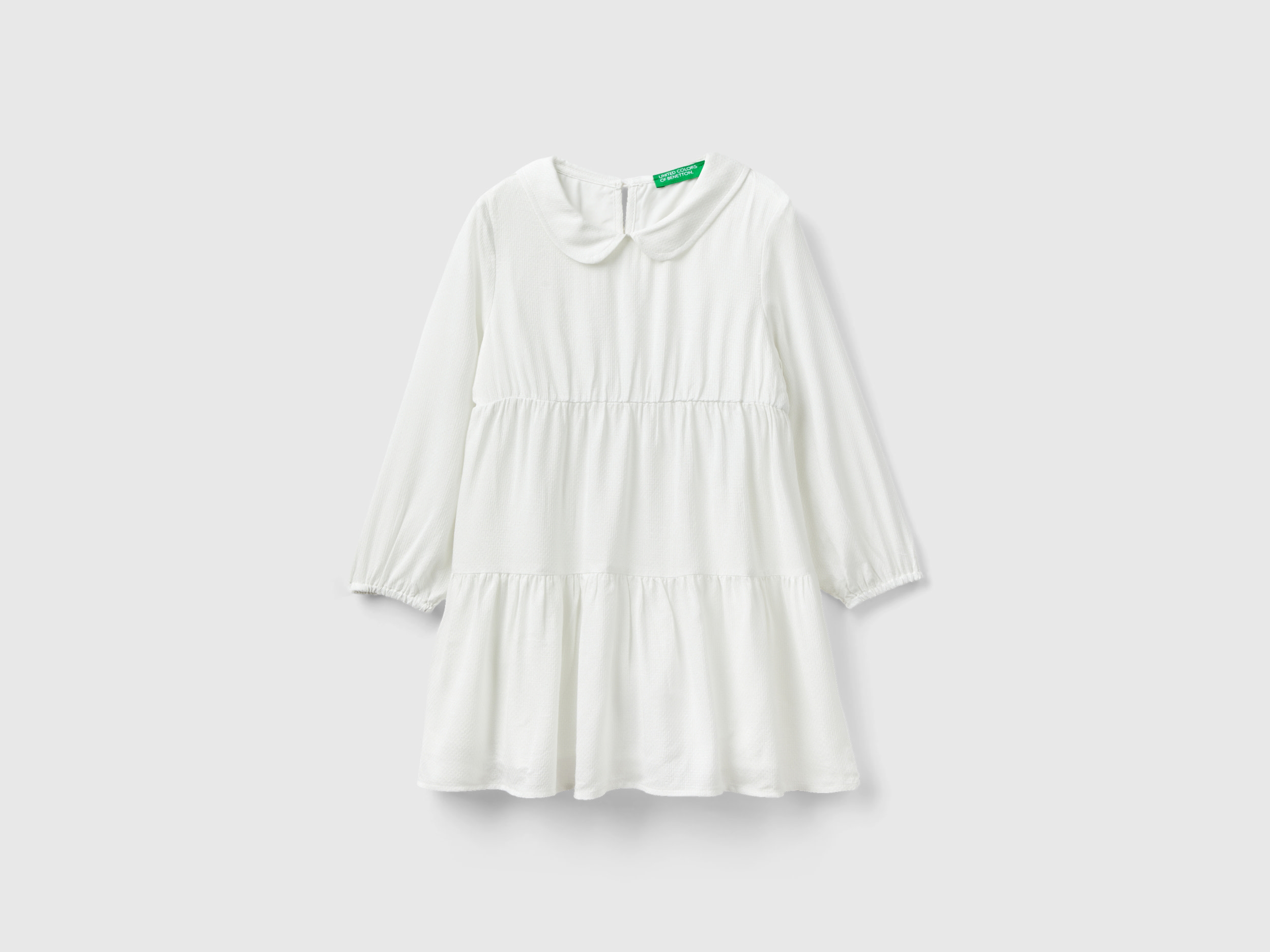 Benetton, Short Dress With Lurex, size 4-5, Creamy White, Kids