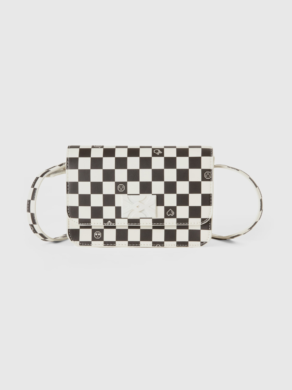 Benetton, Black And White Check Be Bag, Multi-color, Kids