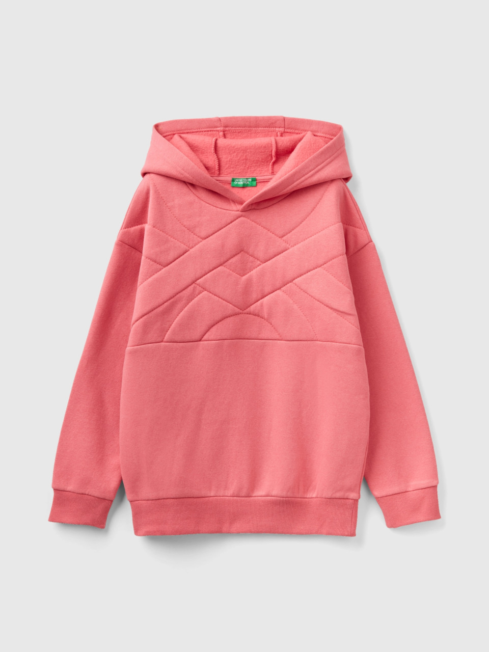 Benetton, Sweatshirt With Logo In Recycled Fabric, Pink, Kids