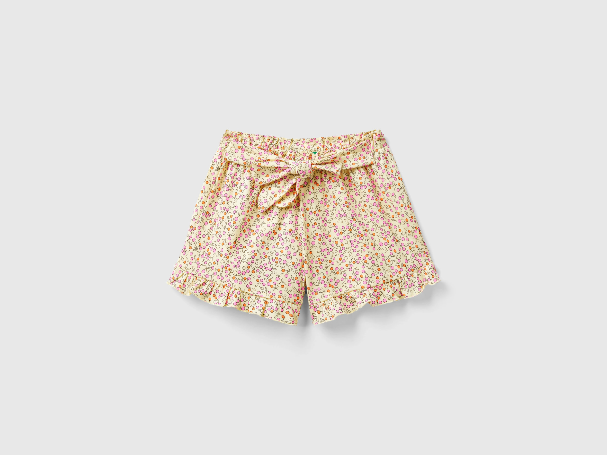 Benetton, Bermuda Con Stampa Frutta, Bianco Panna, Bambini