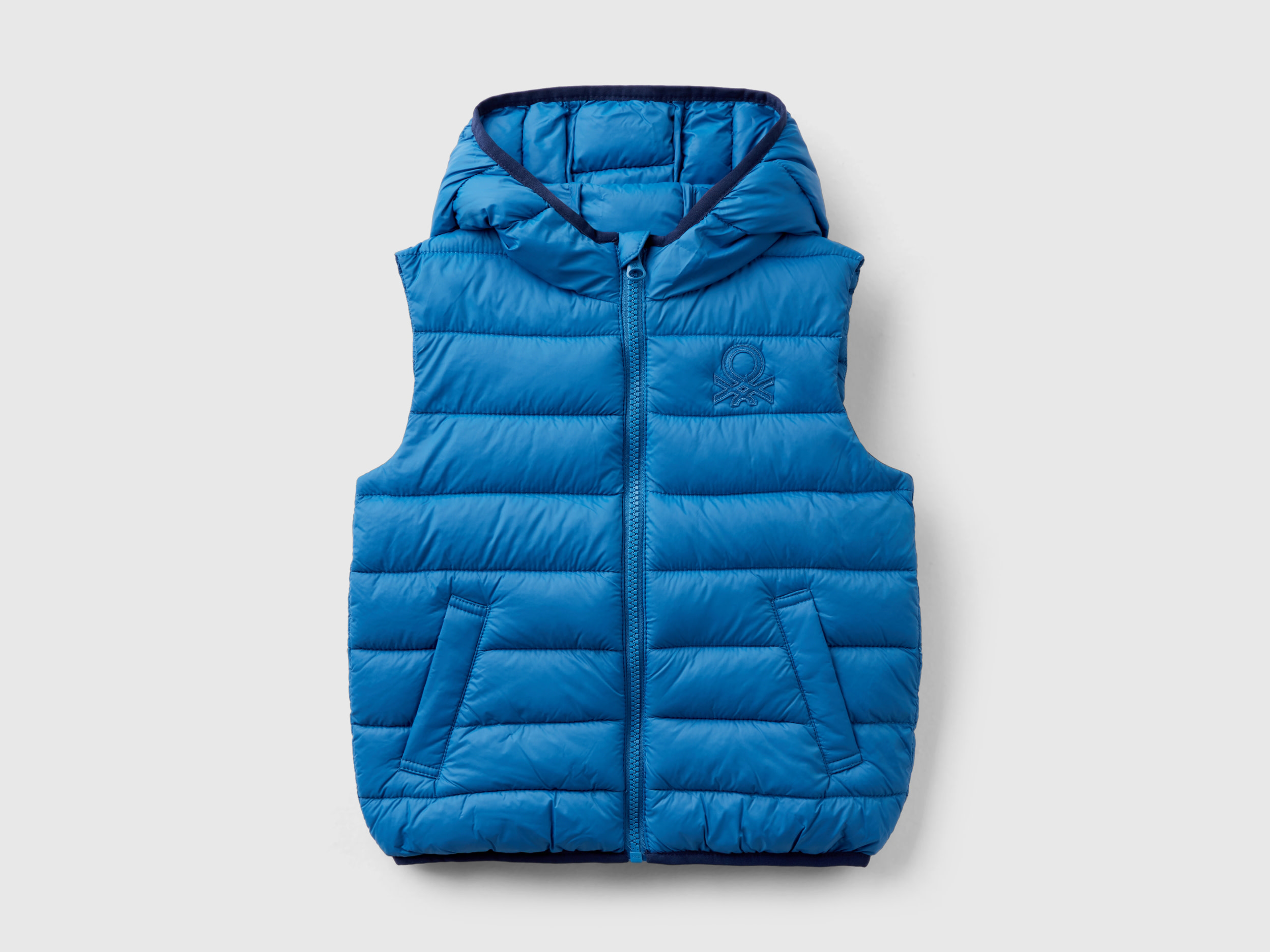 Benetton, Padded Jacket With Hood, size 3-4, Blue, Kids