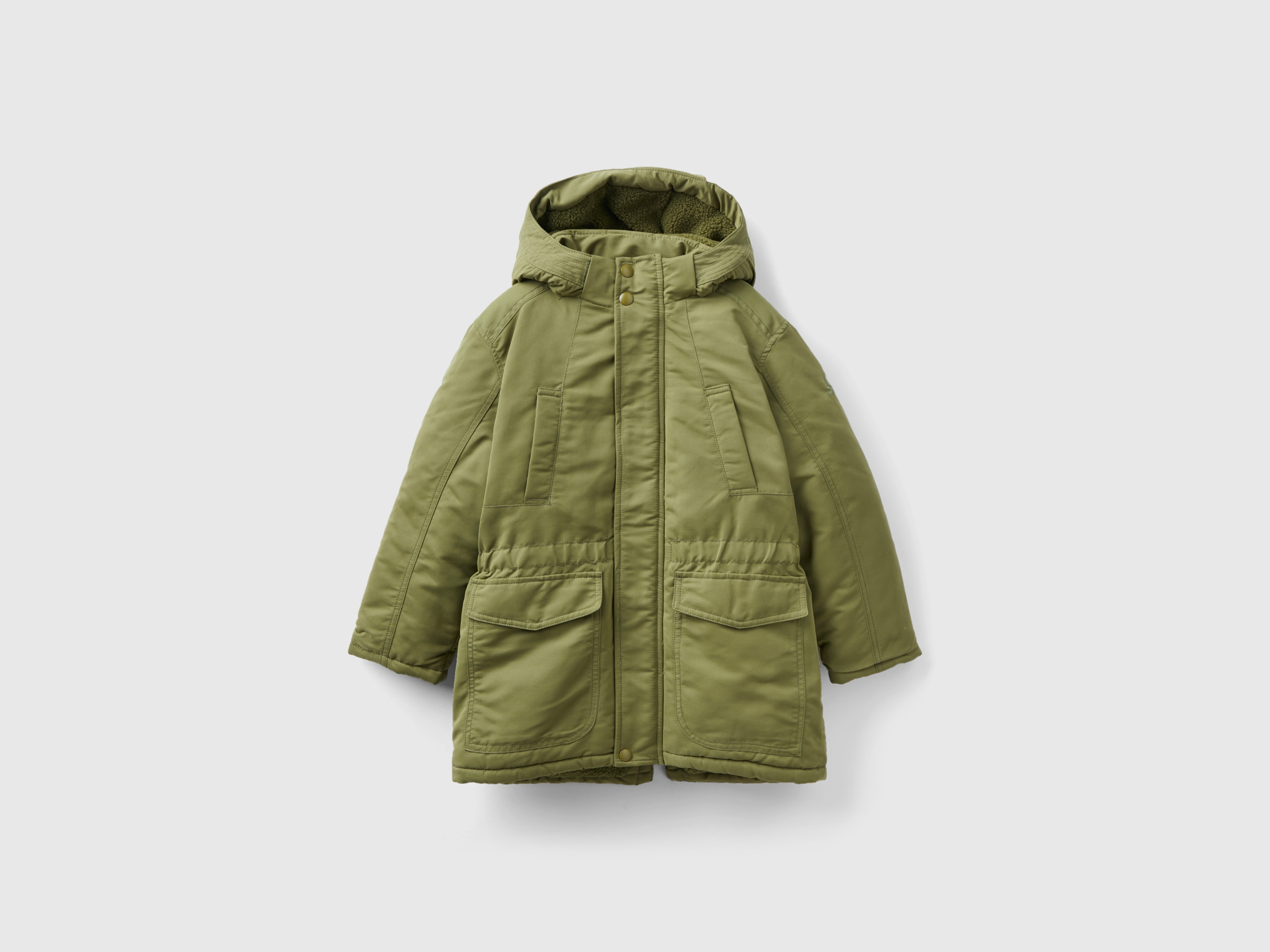 Benetton, Padded Parka With Pockets, size 2XL, Military Green, Kids