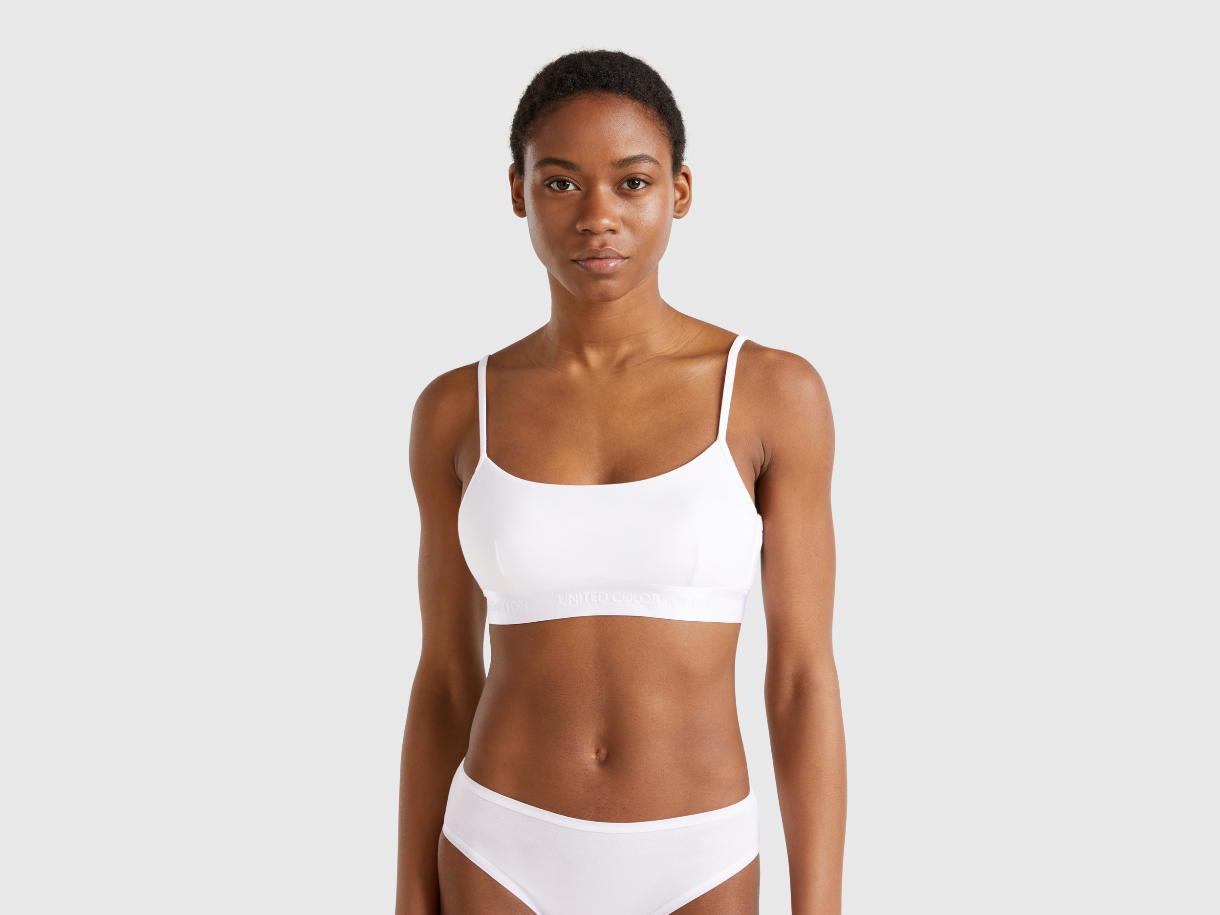 Benetton, Bra In Stretch Cotton, size 38, White, Women
