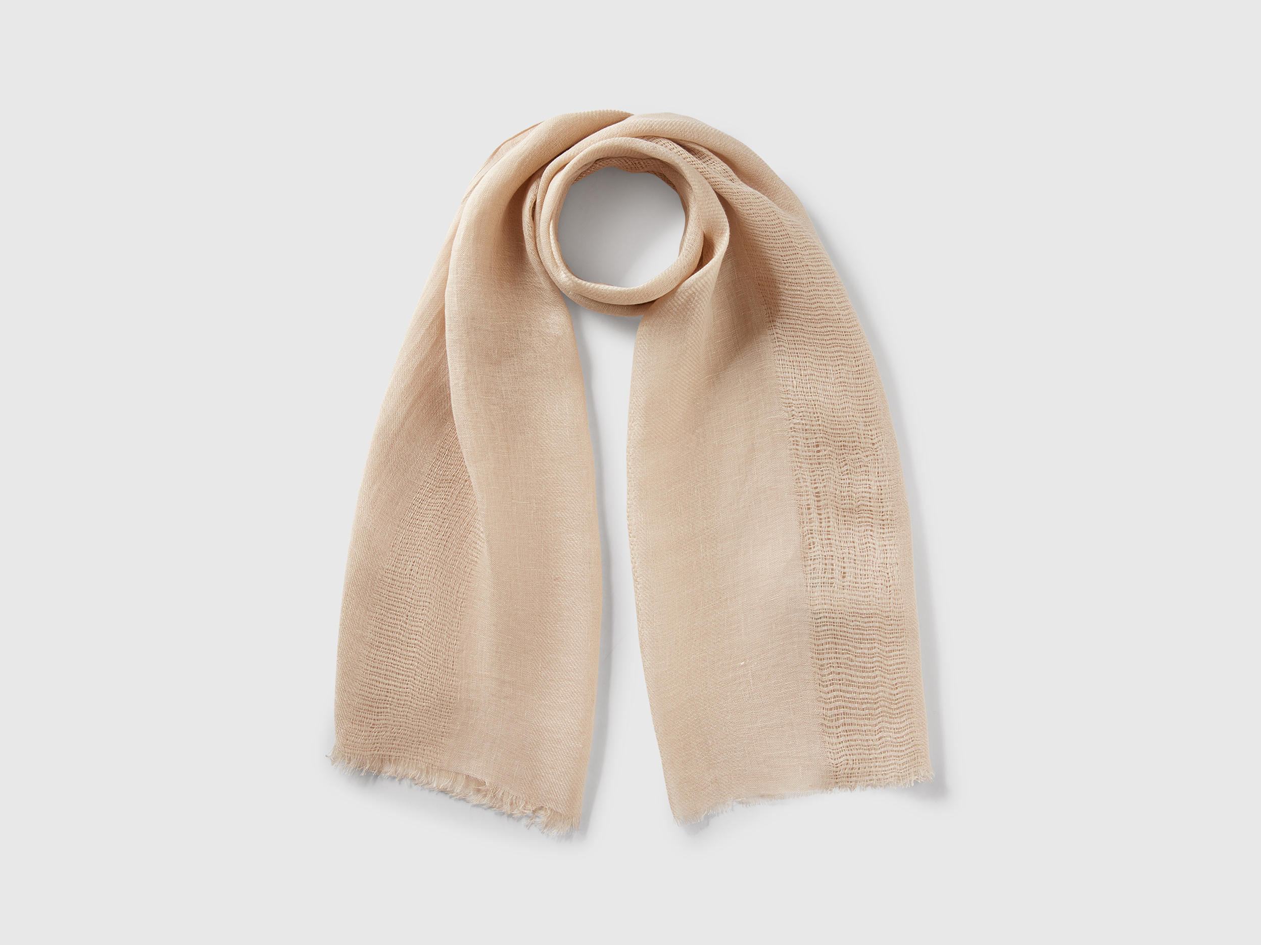Benetton, Lightweight Scarf In Pure Linen, size OS, Beige, Women
