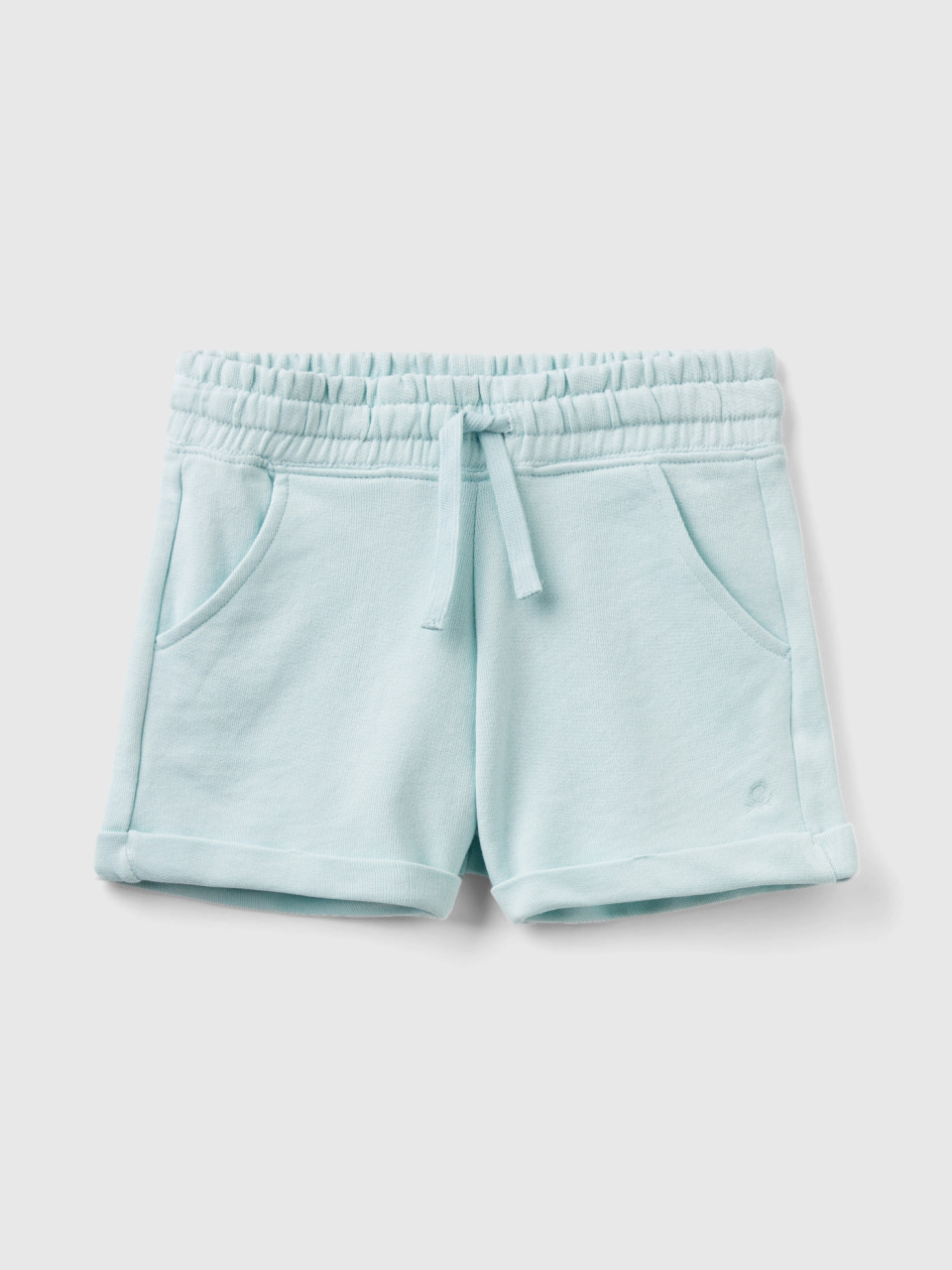Benetton, 100% Cotton Sweat Shorts, Aqua, Kids