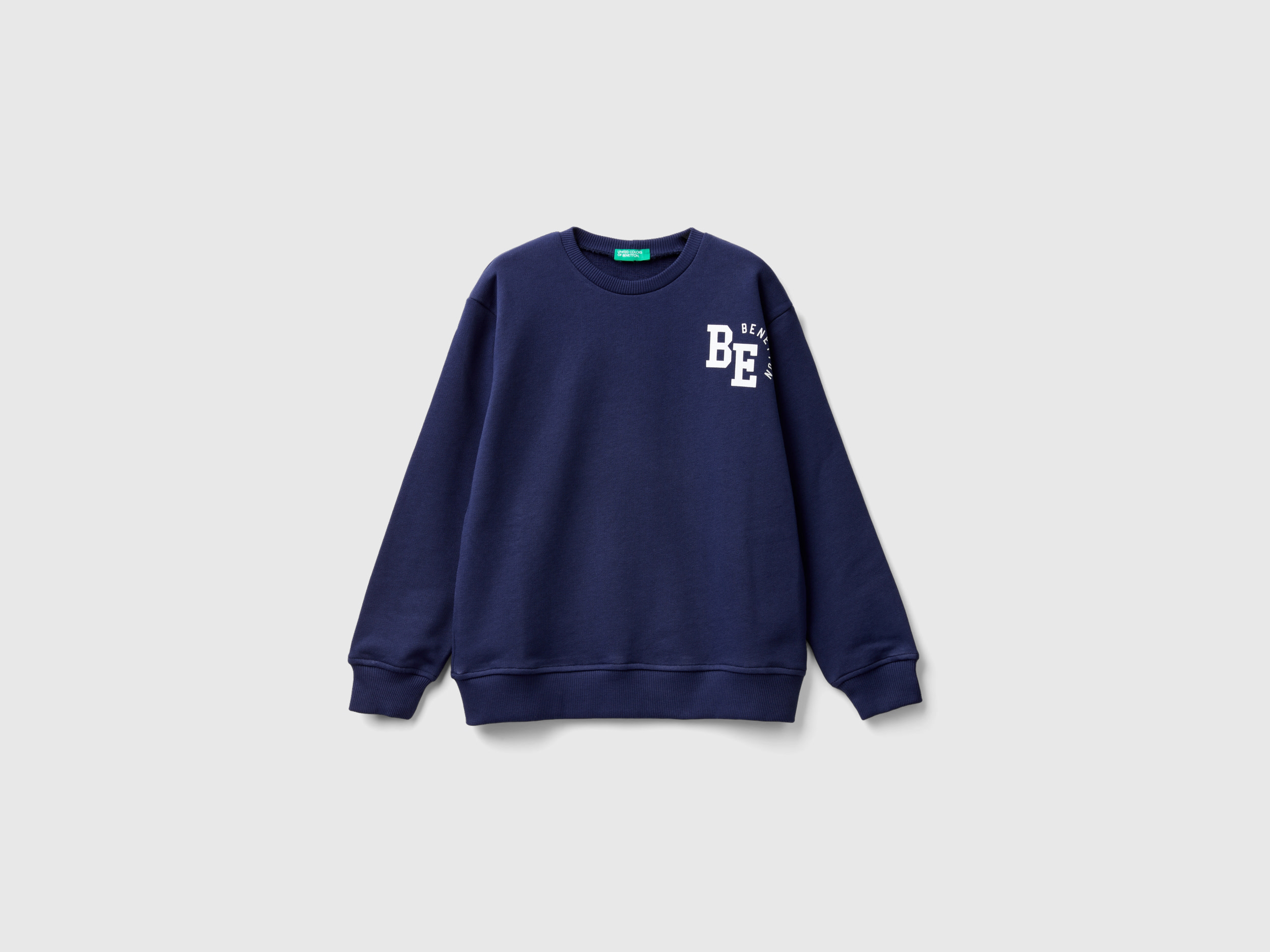 Benetton, Sweatshirt With Logo Print, size 2XL, Dark Blue, Kids