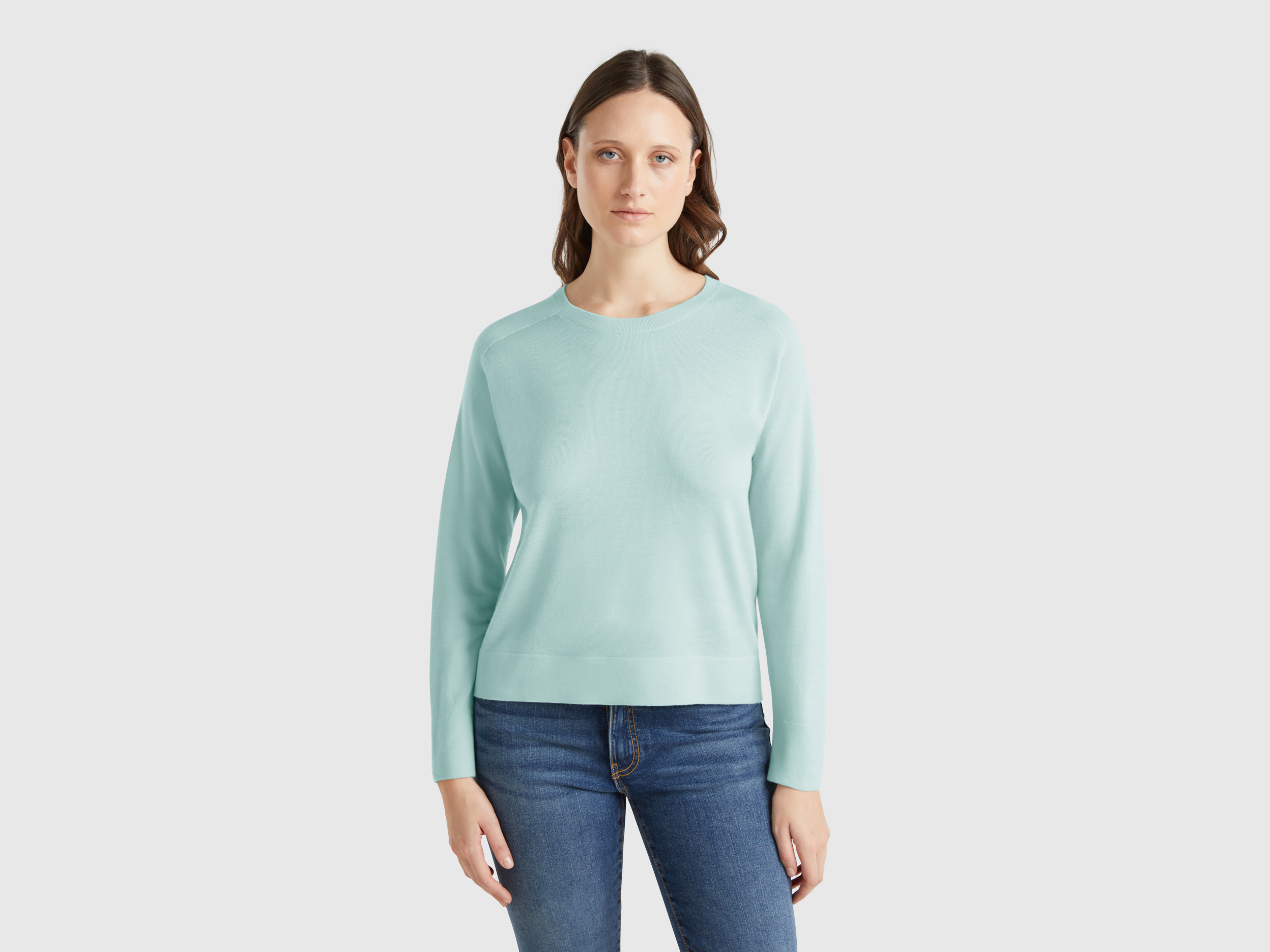 Benetton, Pull En Pure Laine Mérinos, taille L, Bleu Vert - United Colors of Benetton - Modalova