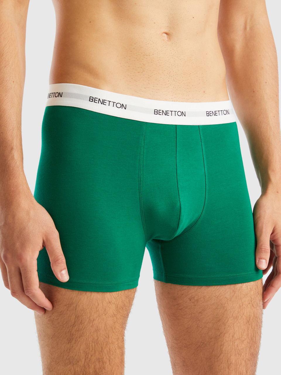 Benetton, Boxers In Stretch Organic Cotton, Green, Men