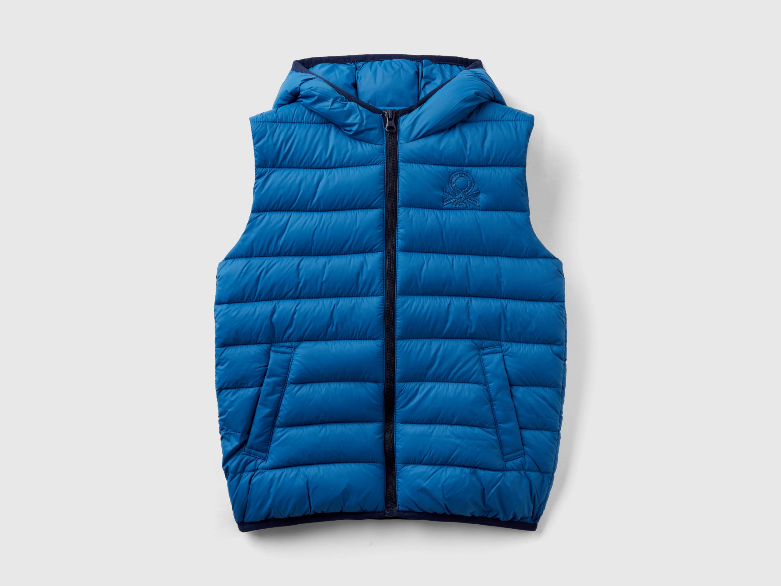 Benetton, Padded Jacket With Hood, size M, Blue, Kids