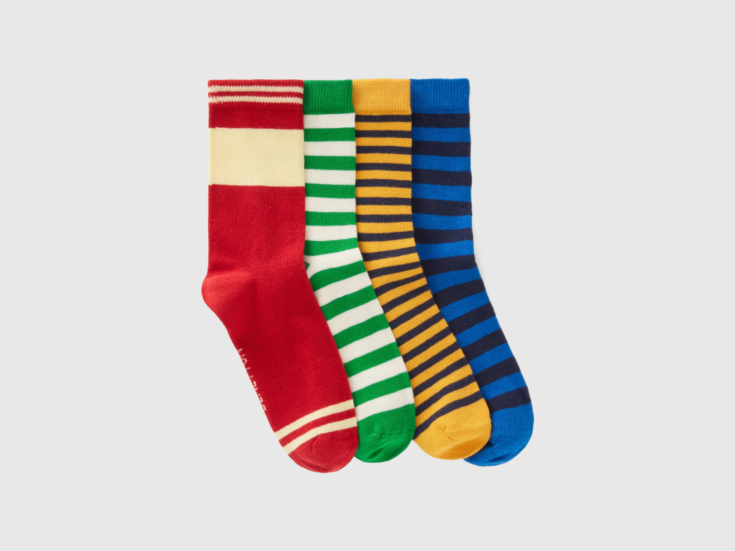 Benetton, Four Pairs Of Striped Socks, size 5-8, Multi-color, Kids