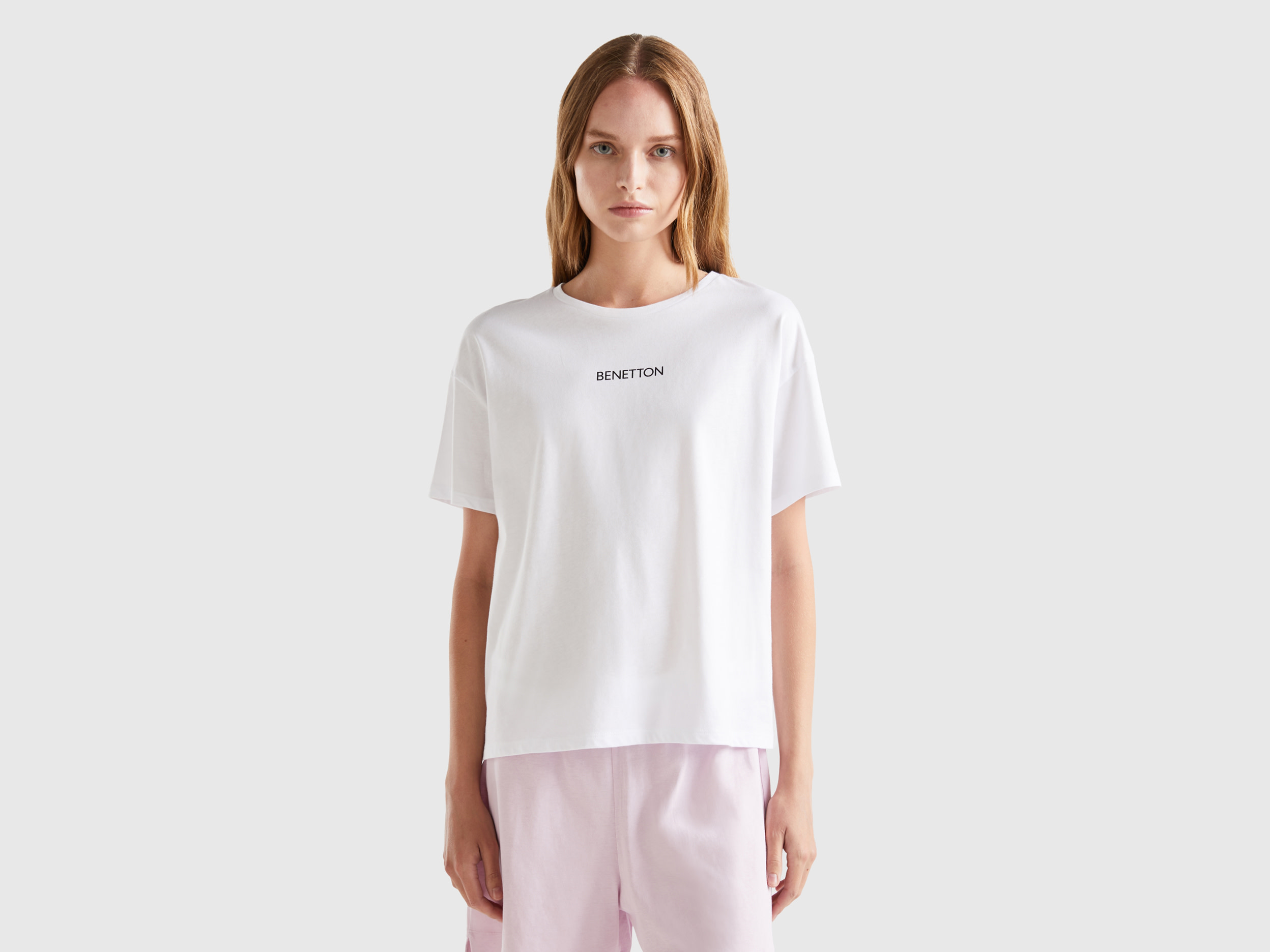 Benetton, 100% Cotton T-shirt, size M, White, Women