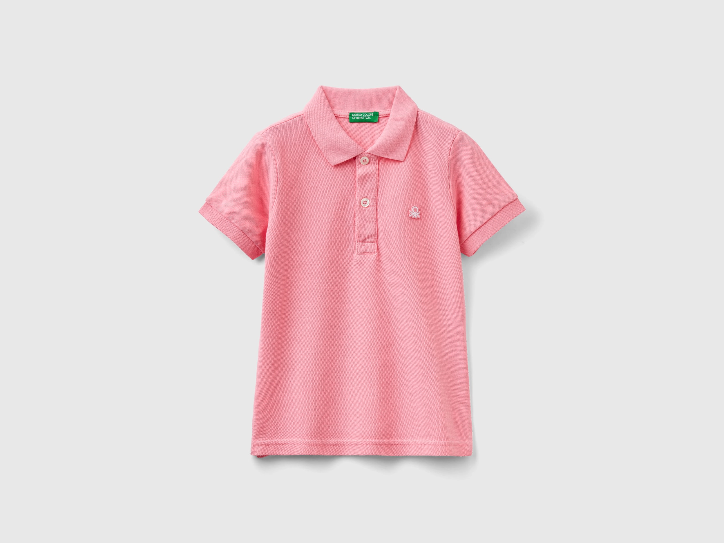 Benetton, Short Sleeve Polo In Organic Cotton, size 2-3, Pink, Kids