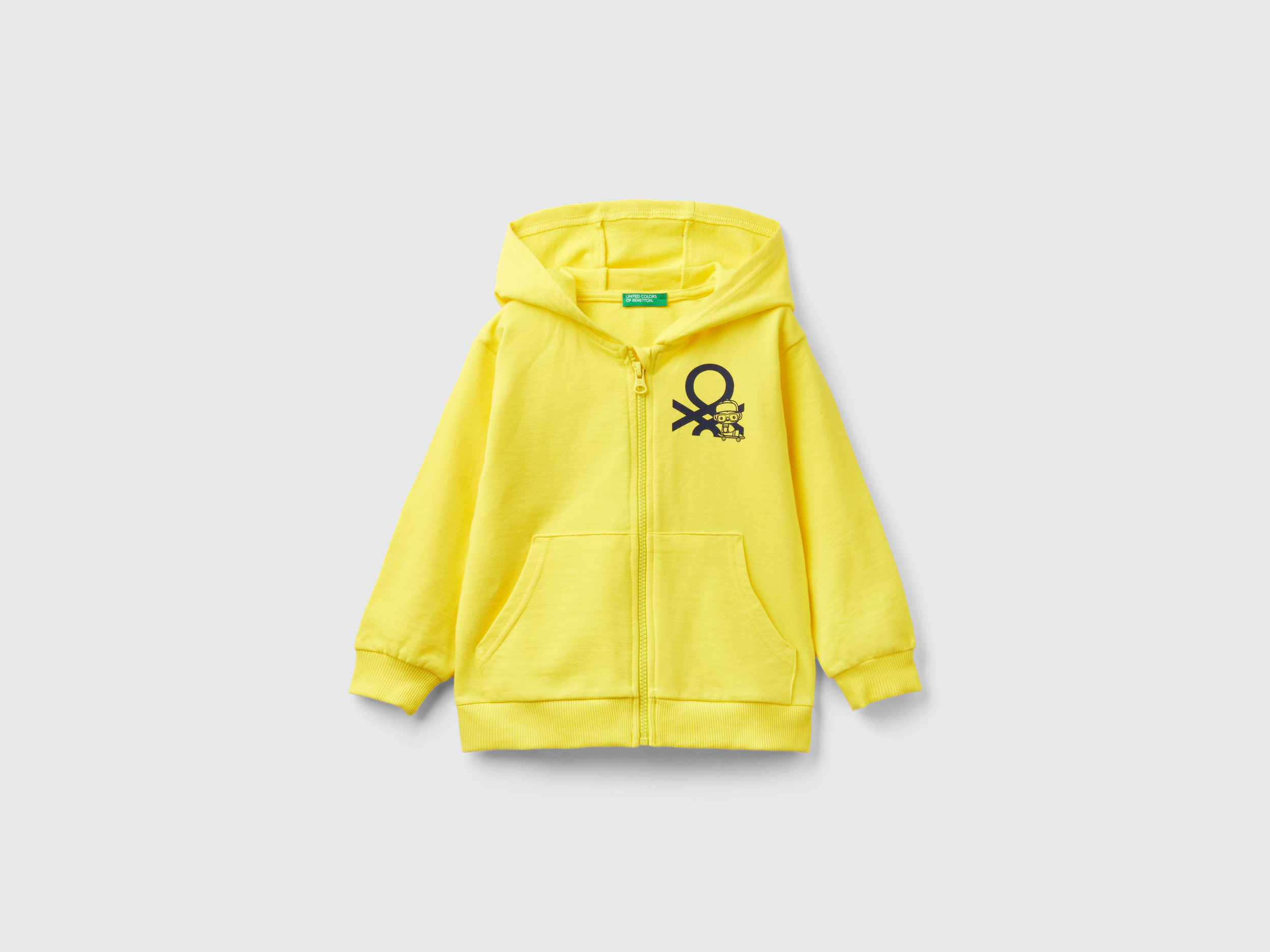 Benetton, Lightweight Sweatshirt With Zip, size 3-4, Yellow, Kids