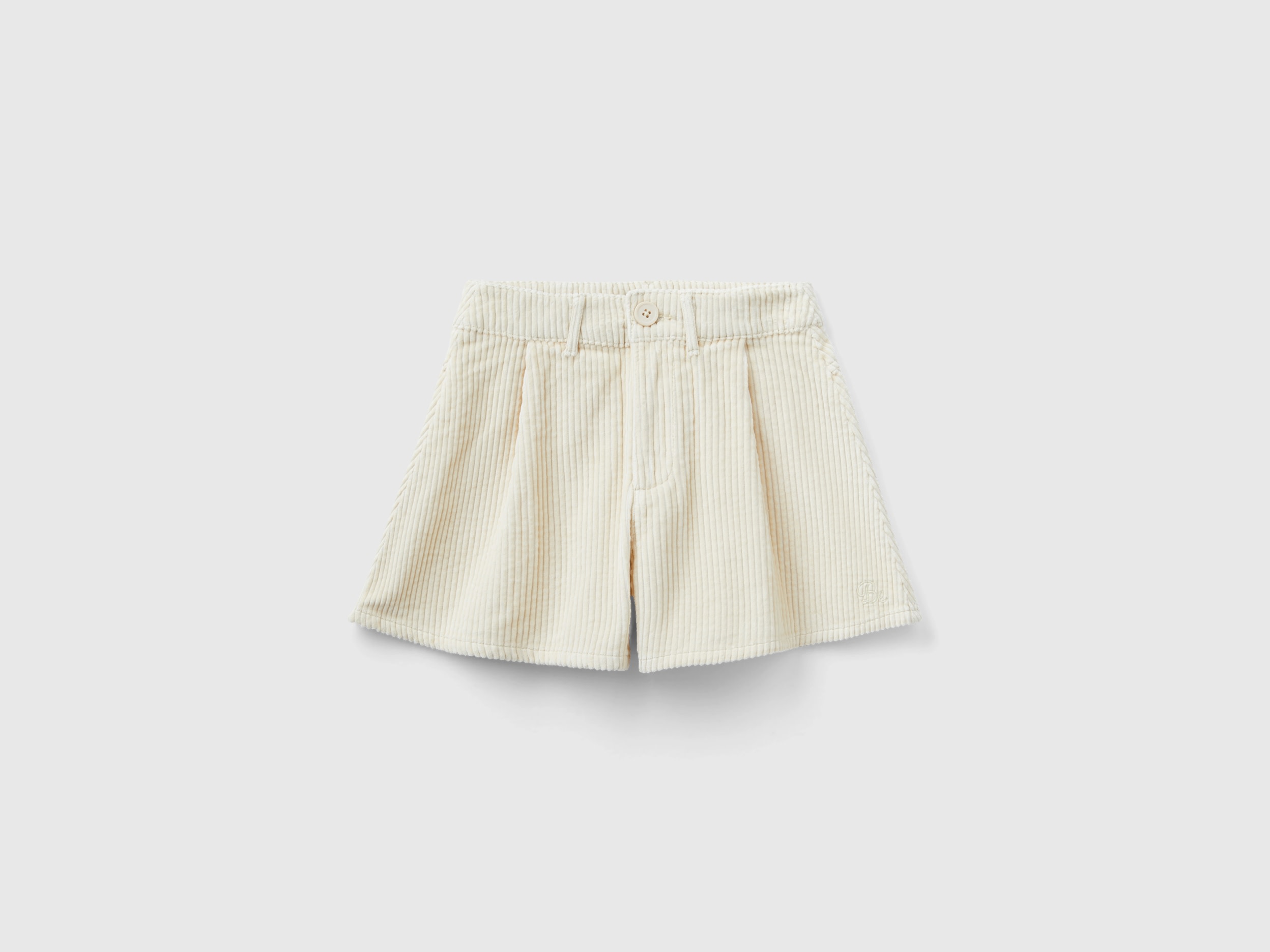Benetton, Corduroy Bermuda Shorts, size 2XL, Creamy White, Kids