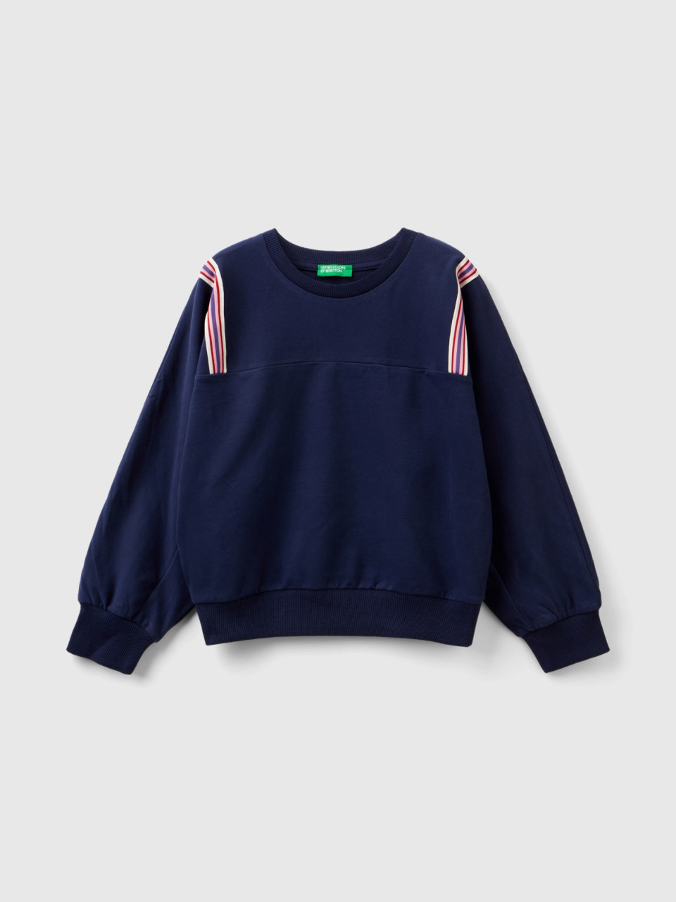 Benetton, Sweatshirt With Striped Details, Dark Blue, Kids