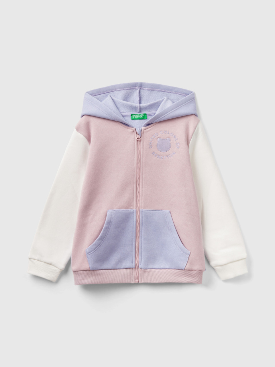 Benetton, Zip-up Sweatshirt In Cotton Blend, Multi-color, Kids