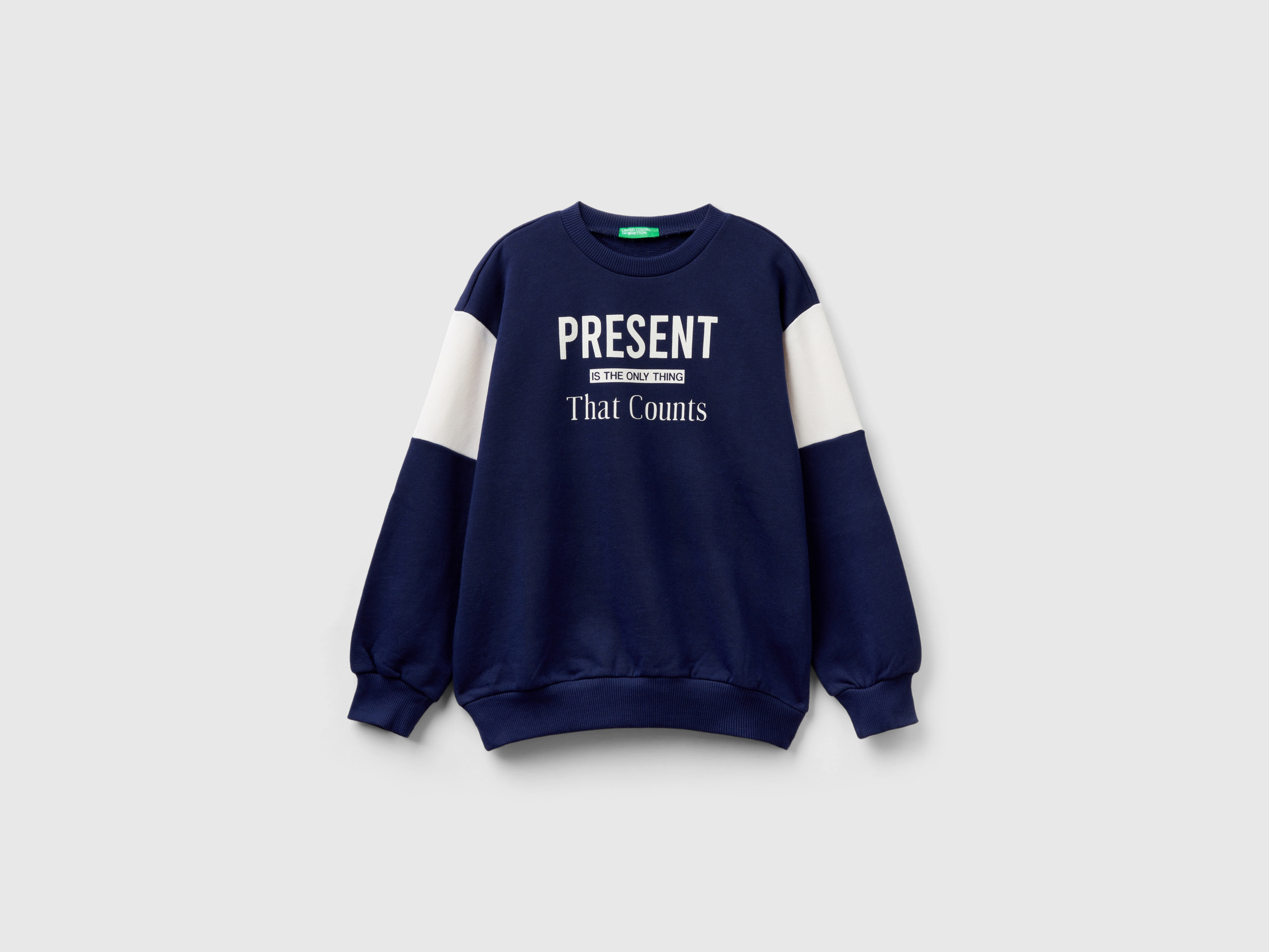 Benetton, Oversized Sweatshirt In Organic Cotton, size 3XL, Dark Blue, Kids