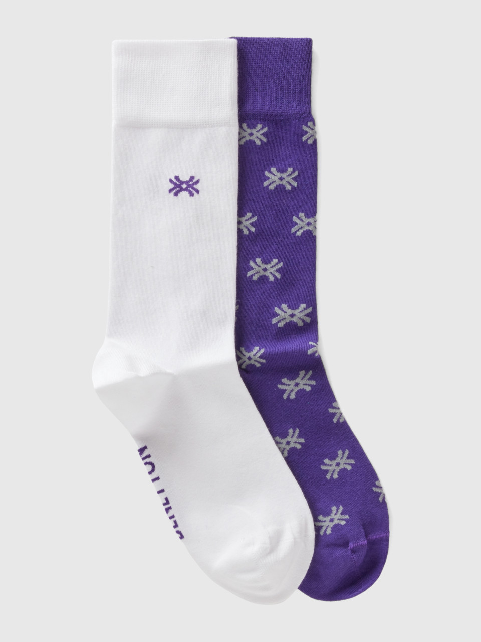Benetton, Two Pairs Of White And Purple Socks, Violet, Women