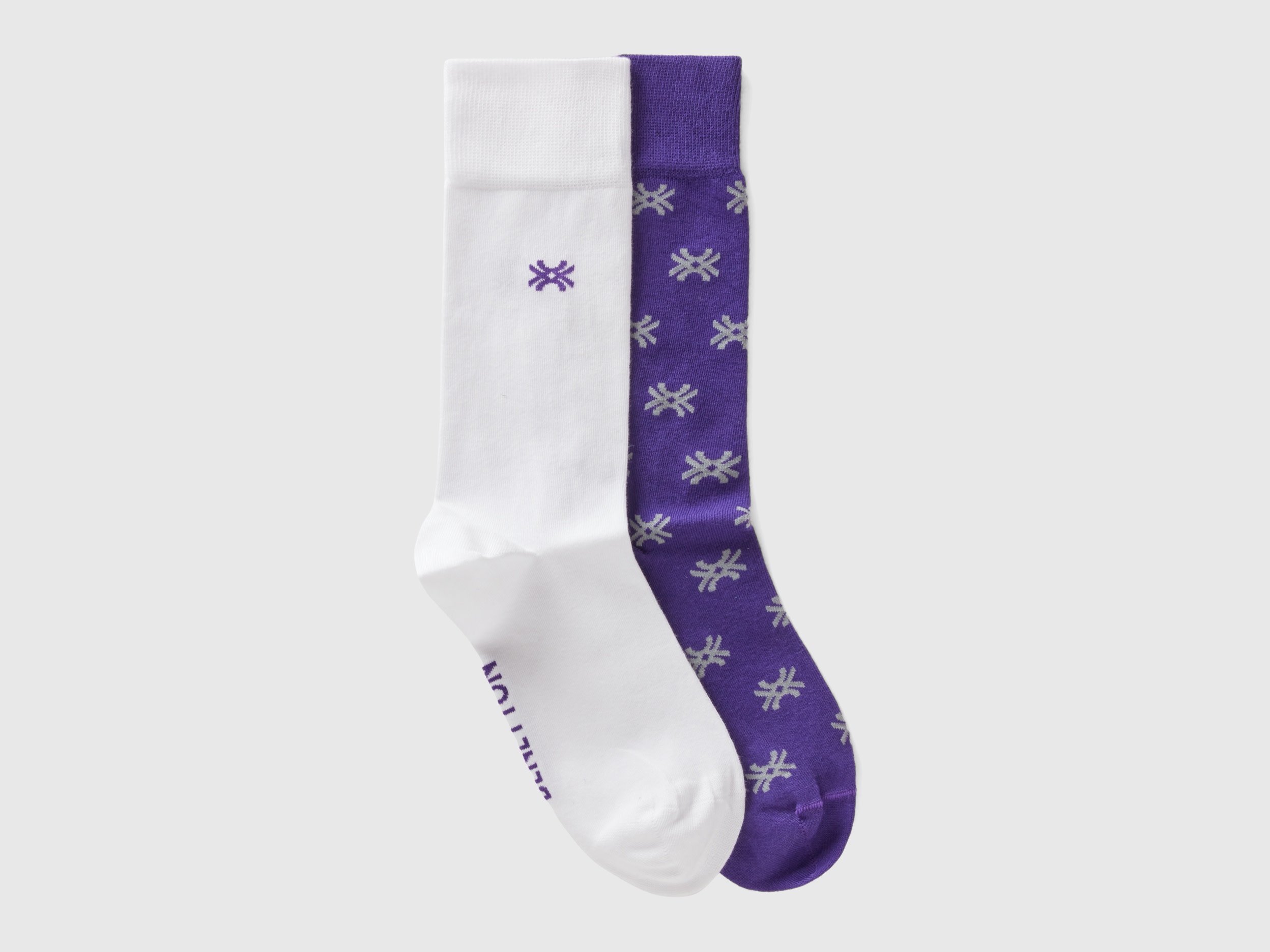 Benetton, Two Pairs Of White And Purple Socks, size 8-11, Violet, Women