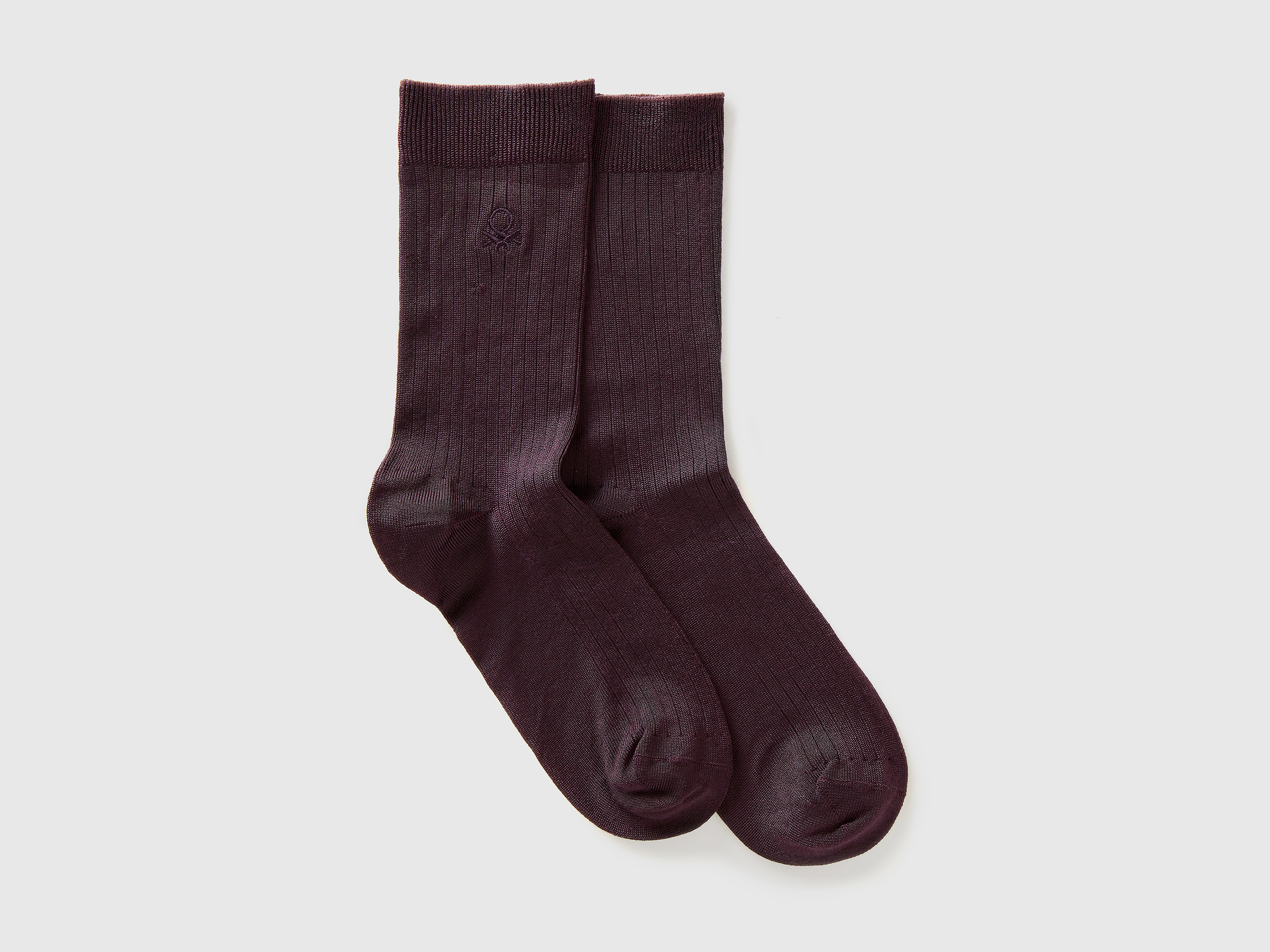 Benetton, Socken Mit Rippenmuster Und Logo, size 36-41, Dunkelblau, female