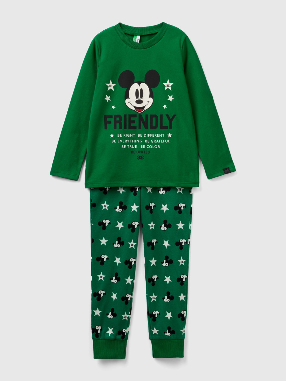 Benetton, Grüner Mickey Mouse-pyjama, Grün, male