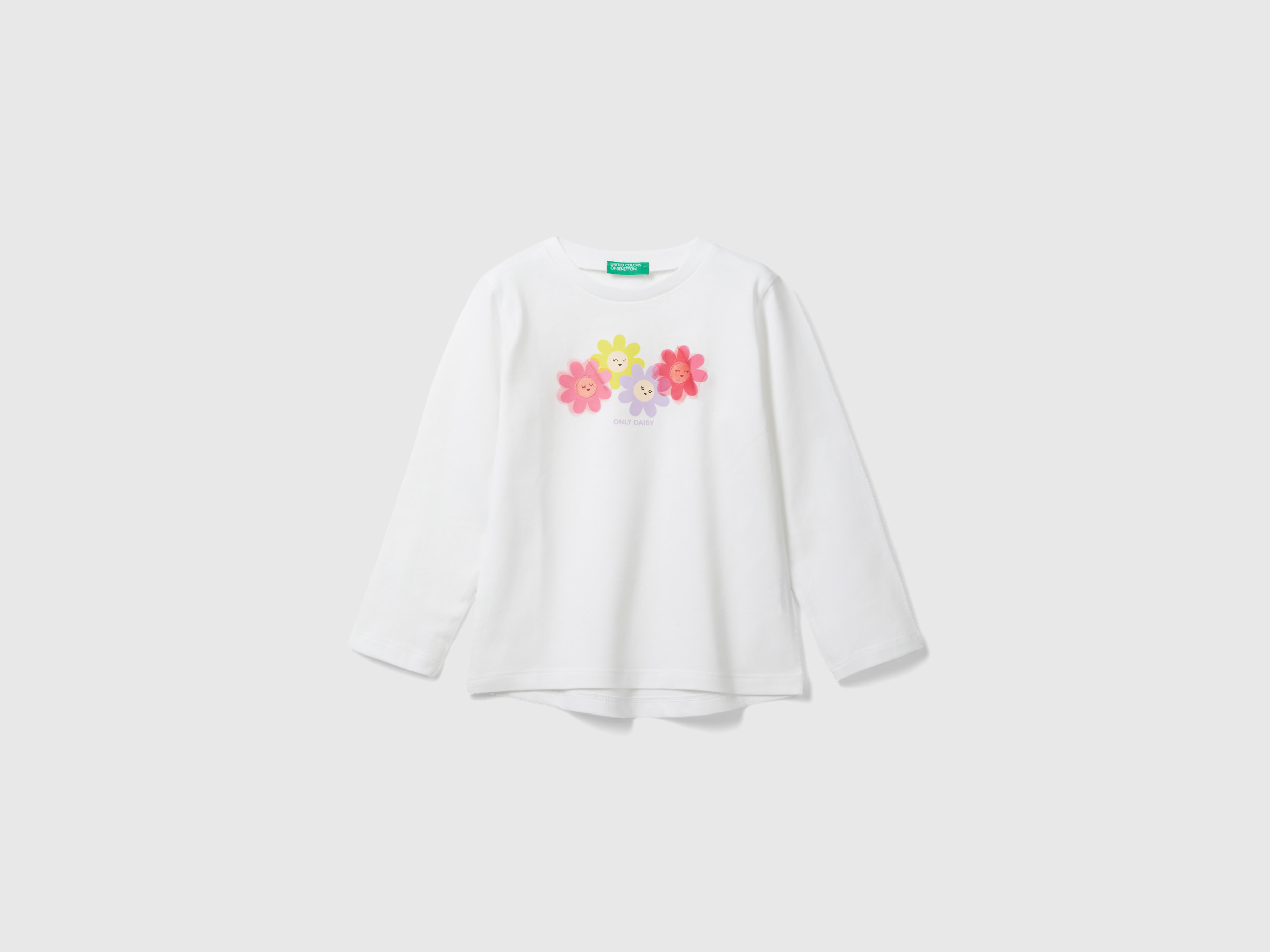 Benetton, Long Sleeve T-shirt With Print, size 2-3, White, Kids