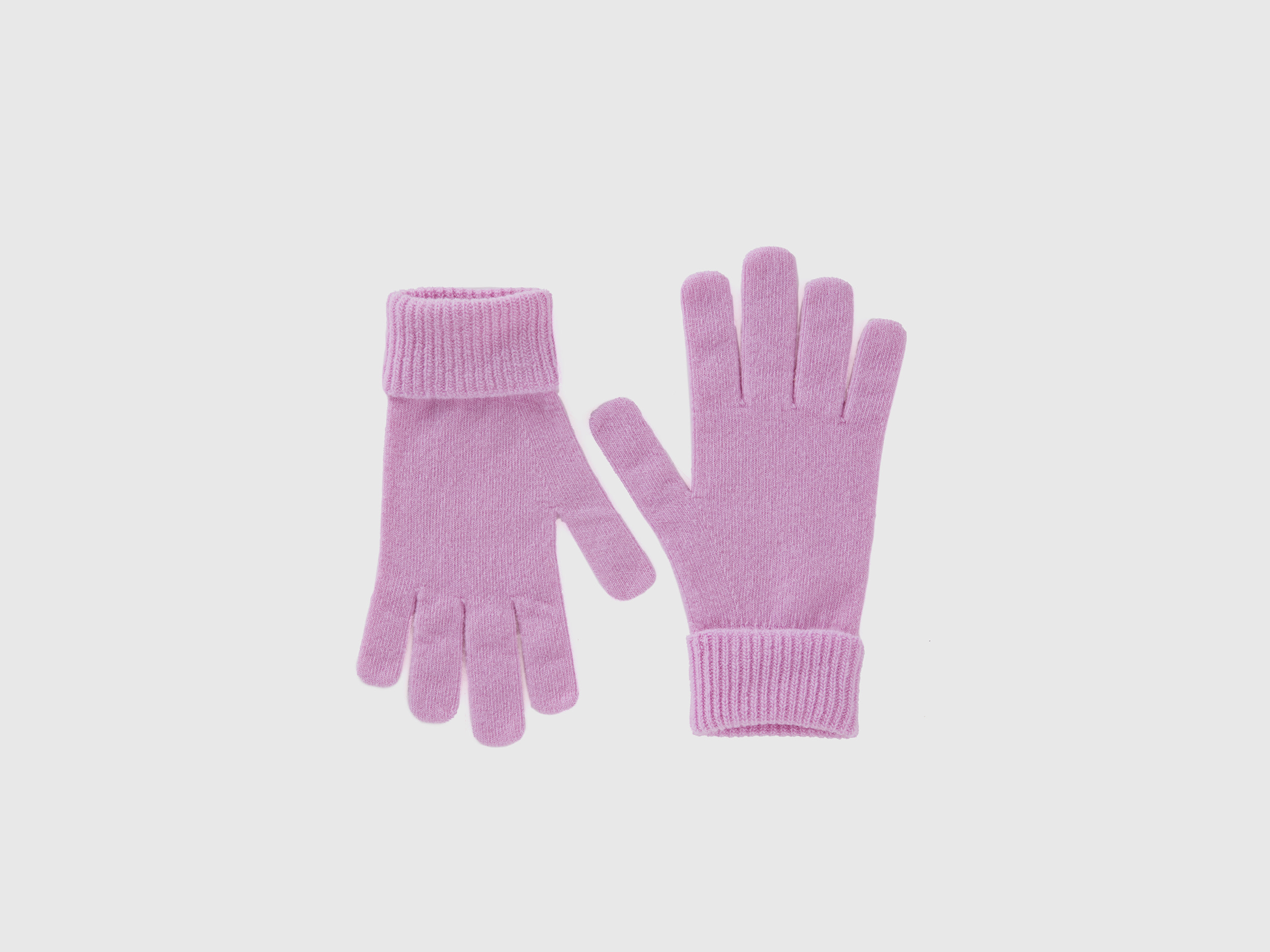 Benetton, Lilac Gloves In Pure Merino Wool, size OS, Lilac, Women