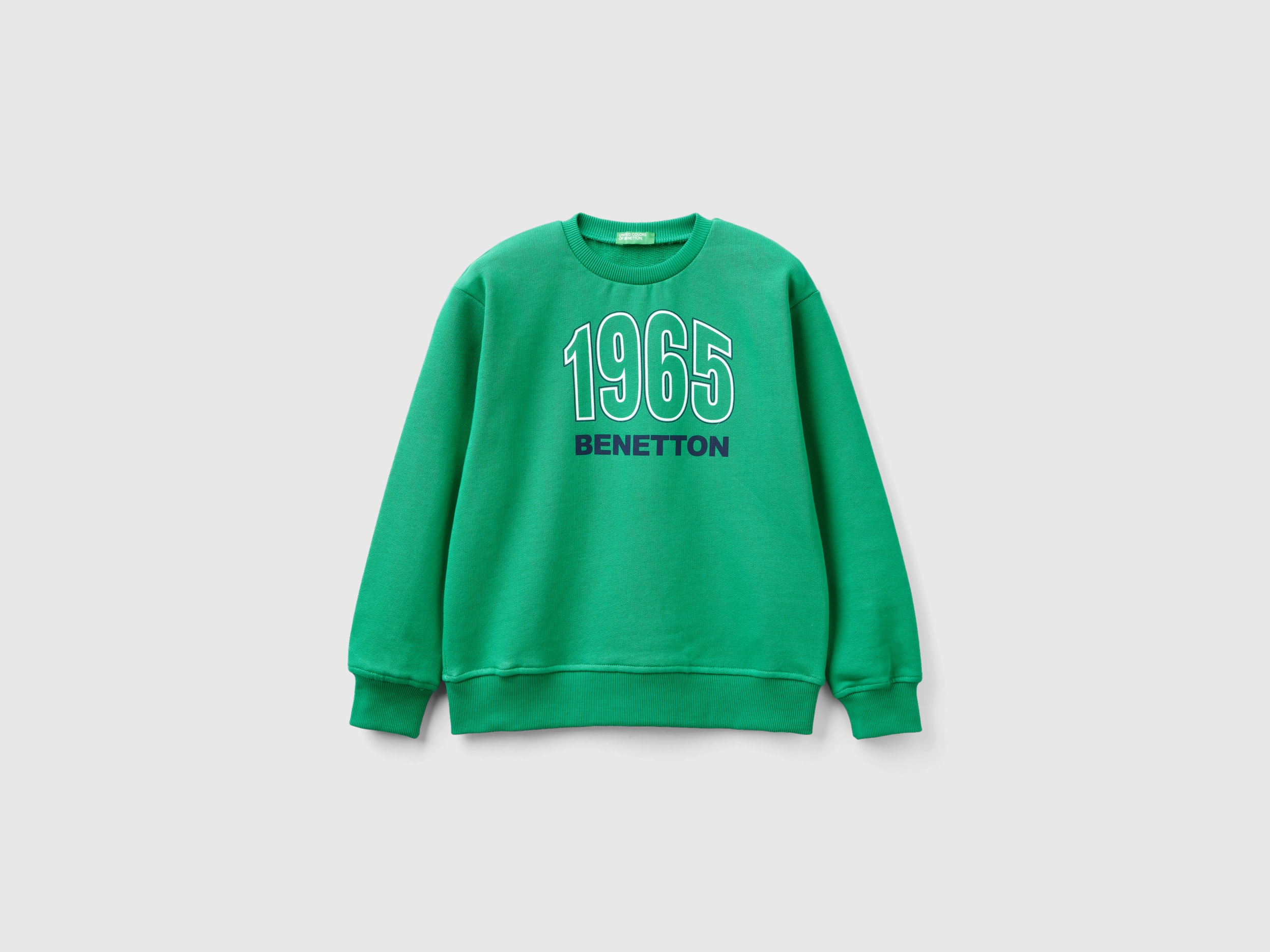 Benetton, Sweatshirt With Logo Print, size XL, Green, Kids