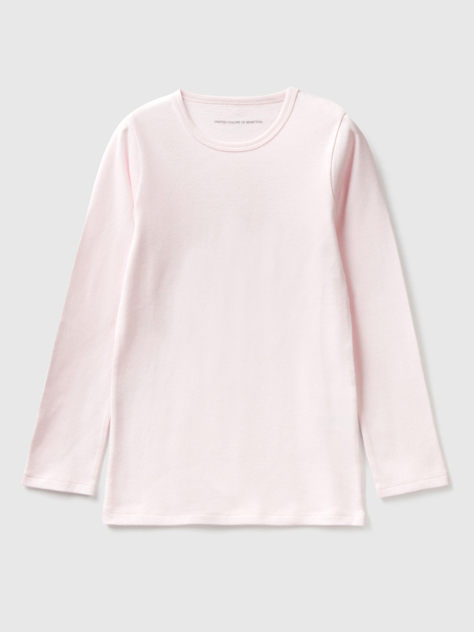 Benetton, T-shirt Manches Longues En Coton Chaud, Rose, Enfants
