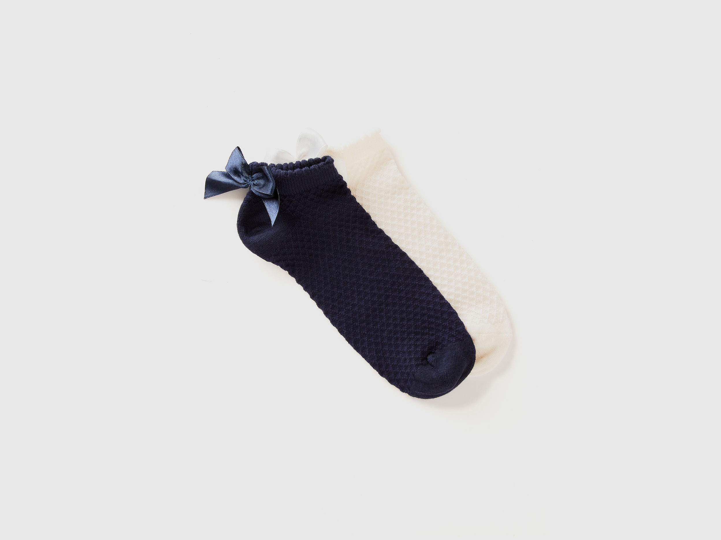 Benetton, Kurze Socken Mit Schleife, size 35-38, Bunt, female