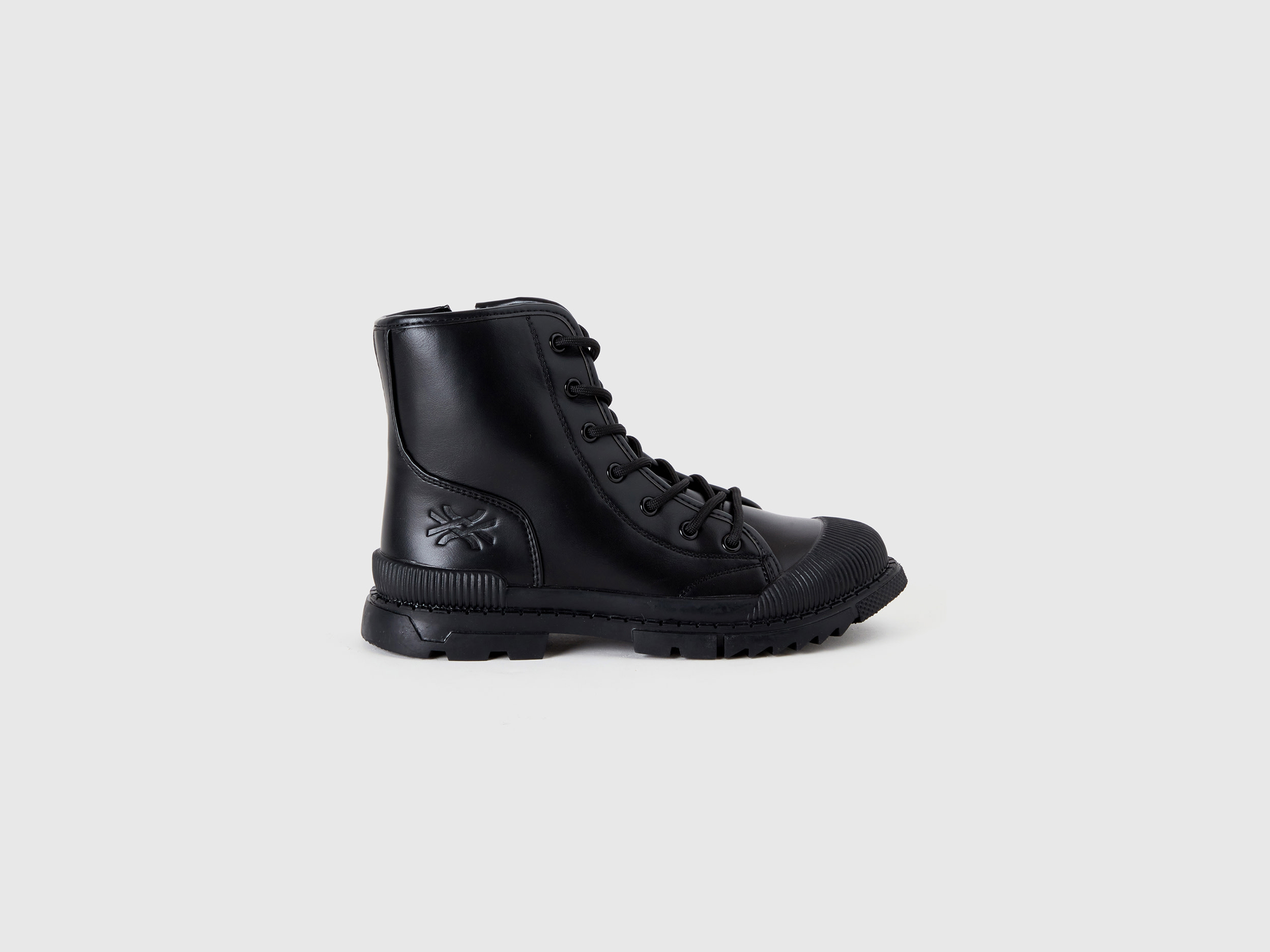 Benetton, Black Lace-up Boots, size 5Y, Black, Kids