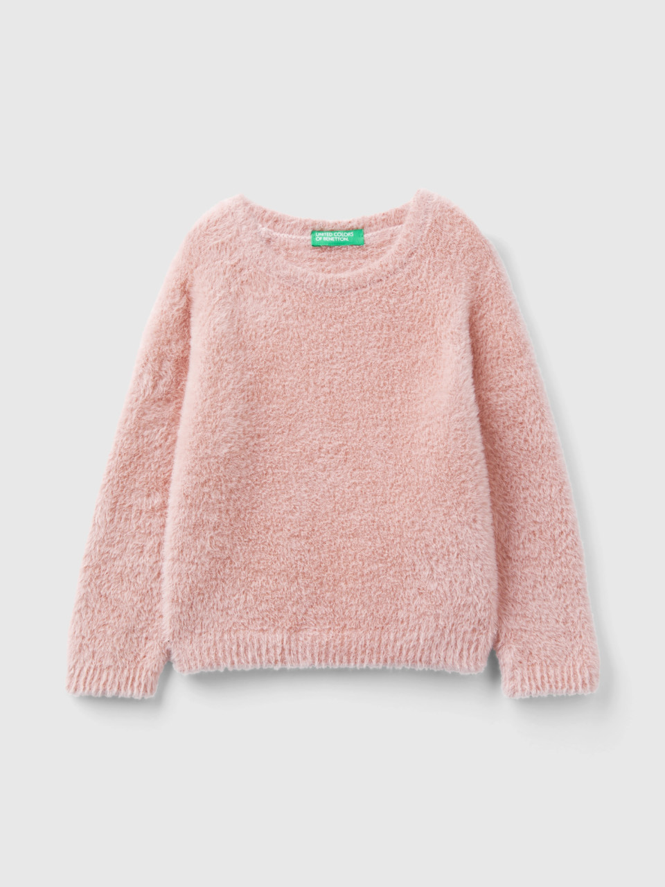Benetton, Sweater With Faux Fur, Pink, Kids