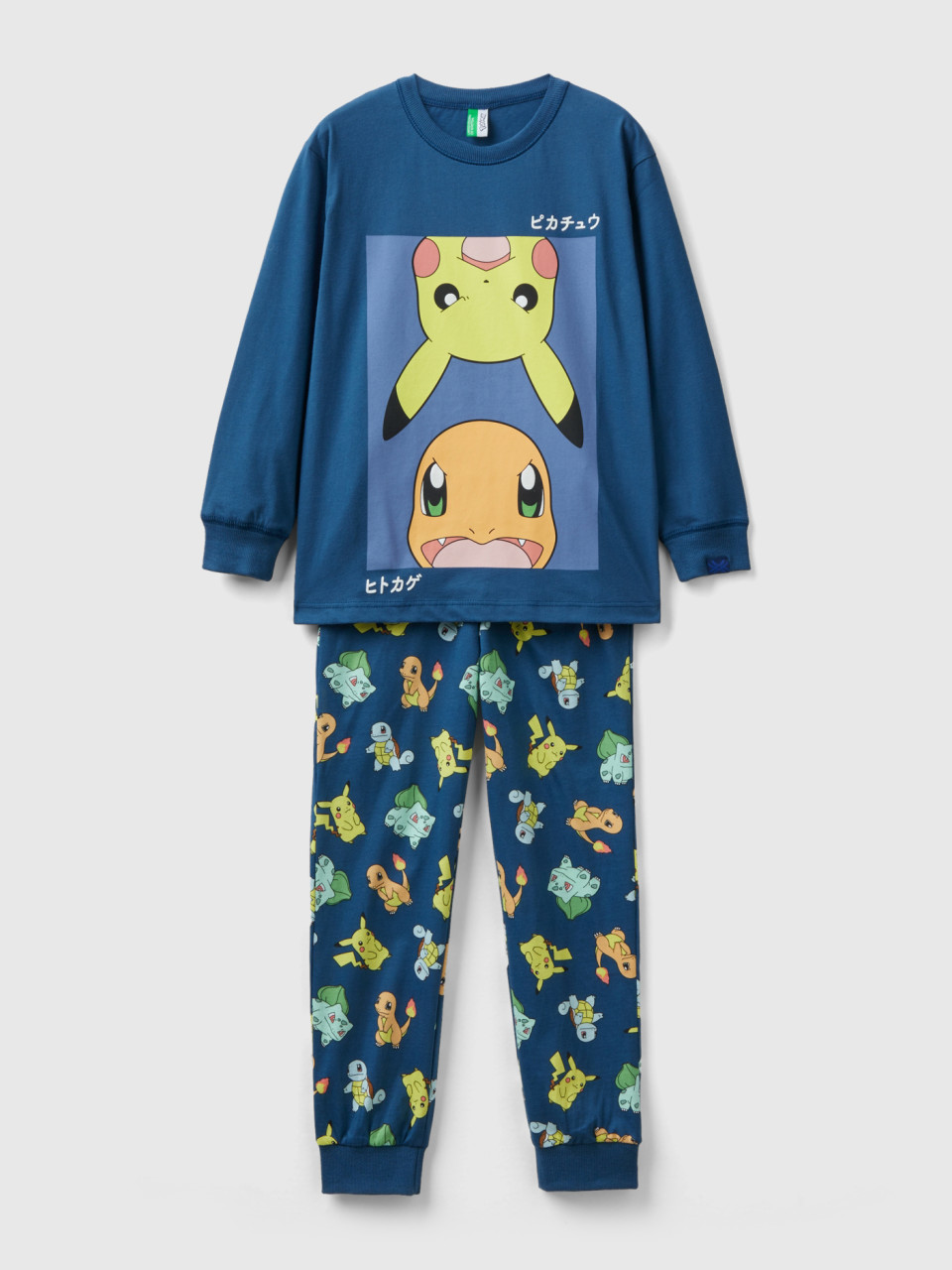 Benetton, Warm Pyjamas With Pokémon Print, Blue, Kids