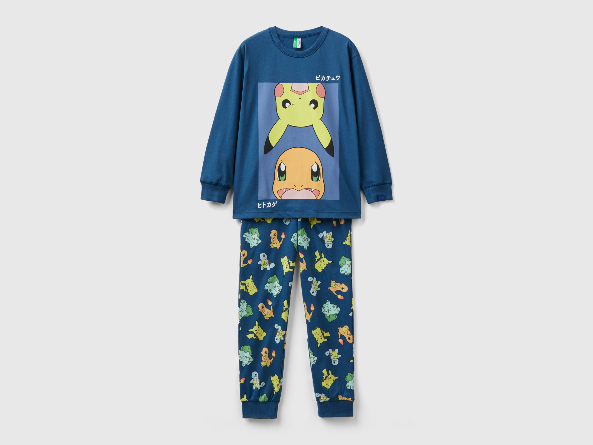 Benetton, Warm Pyjamas With Pokemon Print, size XL, Blue, Kids